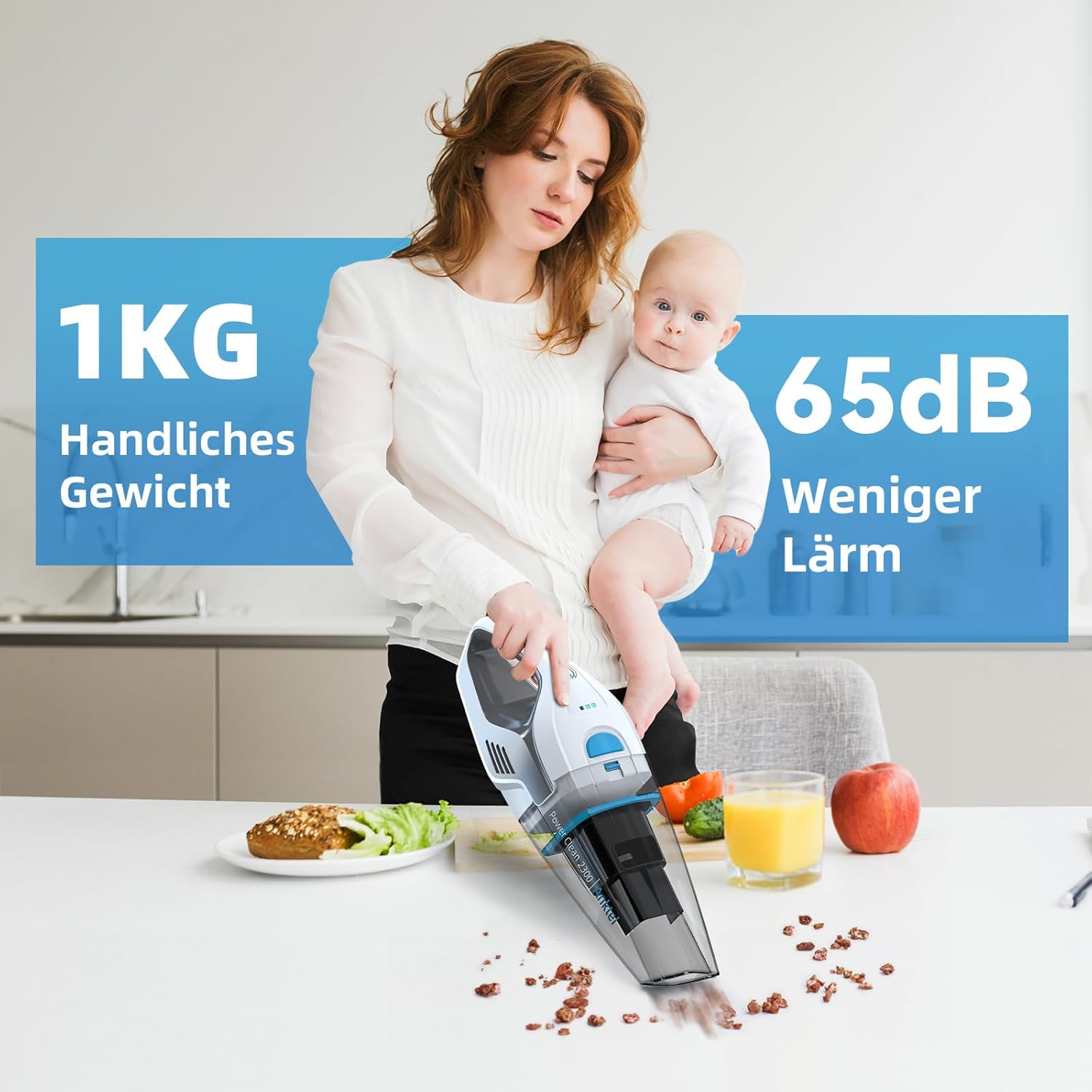 Anktel PowerClean2300 Handstaubsauger Testsieger mit Ladestation, Handstaubsauger, kabellos, nass & trocken, mit waschbarem HEPA-Filter, Handstaubsauger, beutelloser Staubsauger, Ersatzfilter – Bild 6