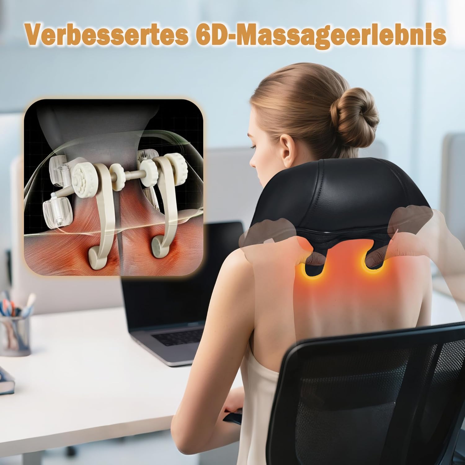 Joyset Shiatsu Massagegerät 4D, kabelloses Nackenmassagegerät mit Wärme für Nacken und Rücken zur Schmerzlinderung, Nackenmassage für Nacken, Schulter, Rücken, Geschenke für Frauen Männer – Bild 4