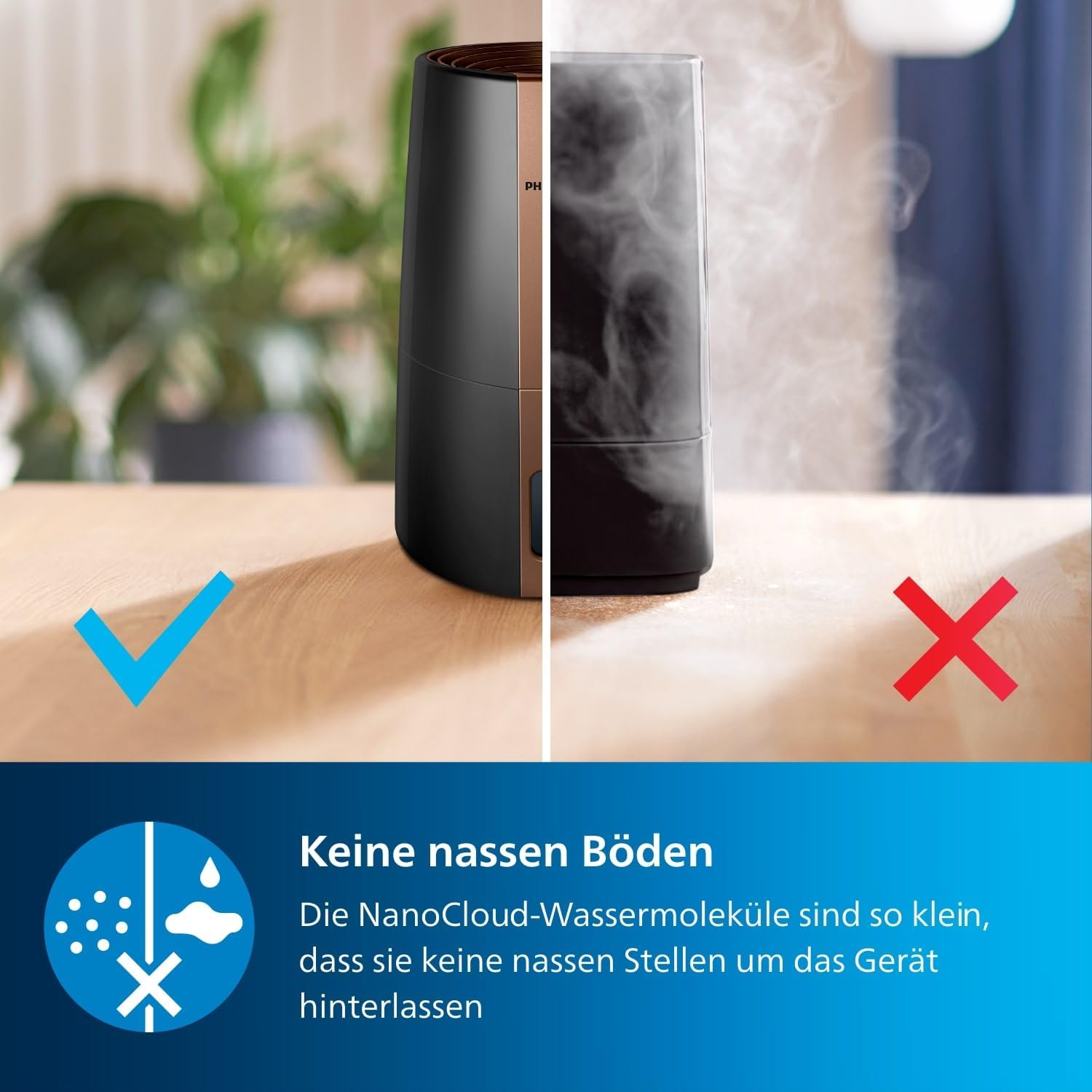 Philips 3000 Series HU3918/10 Luftbefeuchter, für bis zu 45 m², hygienische NanoCloud-Technologie, leiser Nachtmodus, Automatikmodus, 3 Liter Wassertank, schwarz – Bild 5