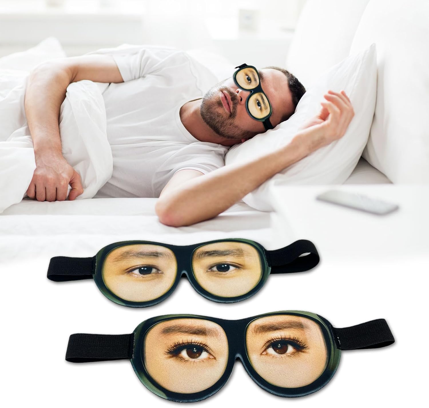 VIKSAUN 4 Stück Schlafmasken mit Augen, lustige Schlafmaske, Seide, Schlafmaske, Augenmaske, Augenschirm, Schlafmaske, bequeme lichtblockierende Augenmaske für Yoga, Reisen, blockiert Licht (4 Stück) – Bild 7