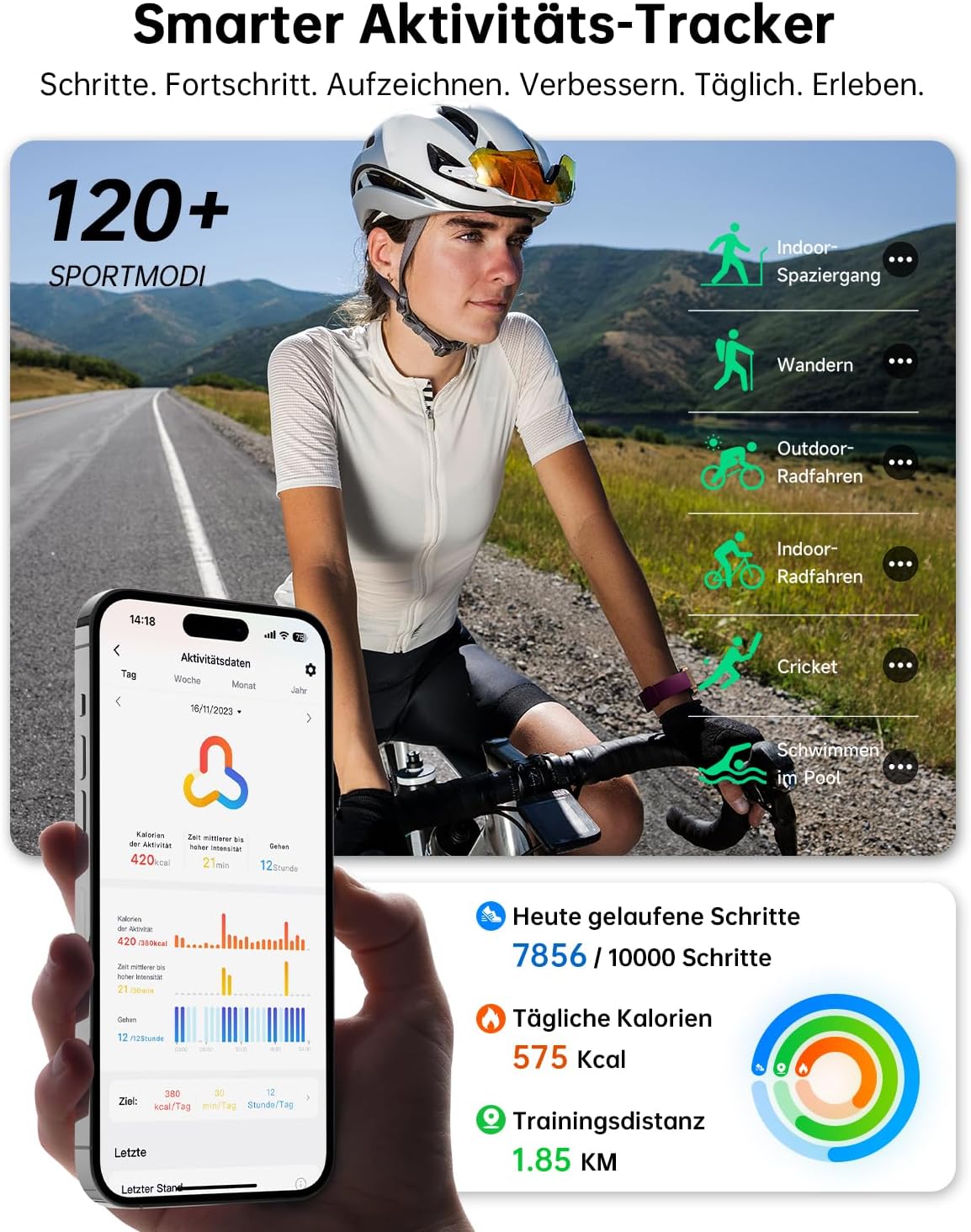Damen Smartwatch mit Telefonfunktion 1,85 Zoll 2 Armbänder Fitnessuhr Fitnesstracker Herzfrequenz/SpO2/Schlaf/IP68 Wasserdicht Sportuhr Schrittzähleruhr für Samsung Android iOS Lila – Bild 4