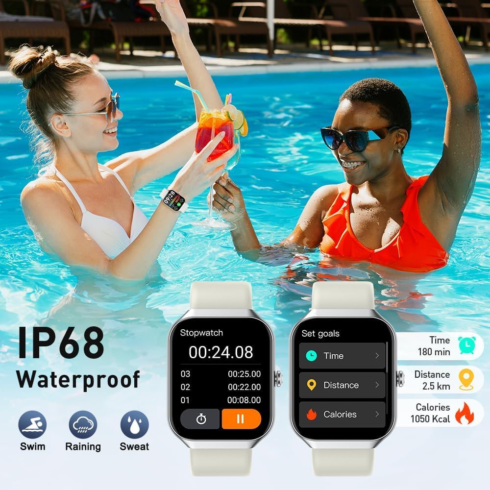 Smartwatch Herren Damen 1,96 Zoll HD 2026 Fitnessuhr Smartwatch mit Telefonfunktion, 115+ Sportmodi Schrittzähleruhr, Herzfrequenz-SpO2-Schlafmonitor, IP68 wasserdichte Sportuhr für Android iOS – Bild 7