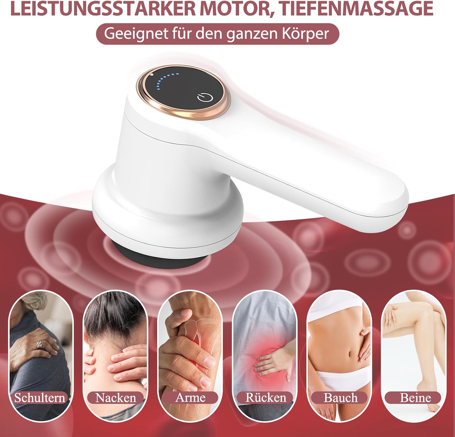 Elektrisches Cellulite-Massagegerät, Anti-Cellulite-Massagegerät, tragbar, Cellulite-Massage mit 8 austauschbaren Zubehörteilen, Formen straffen, Müdigkeit lindern für Schulter, Taille, Bauch, Gesäß, Beine – Bild 6