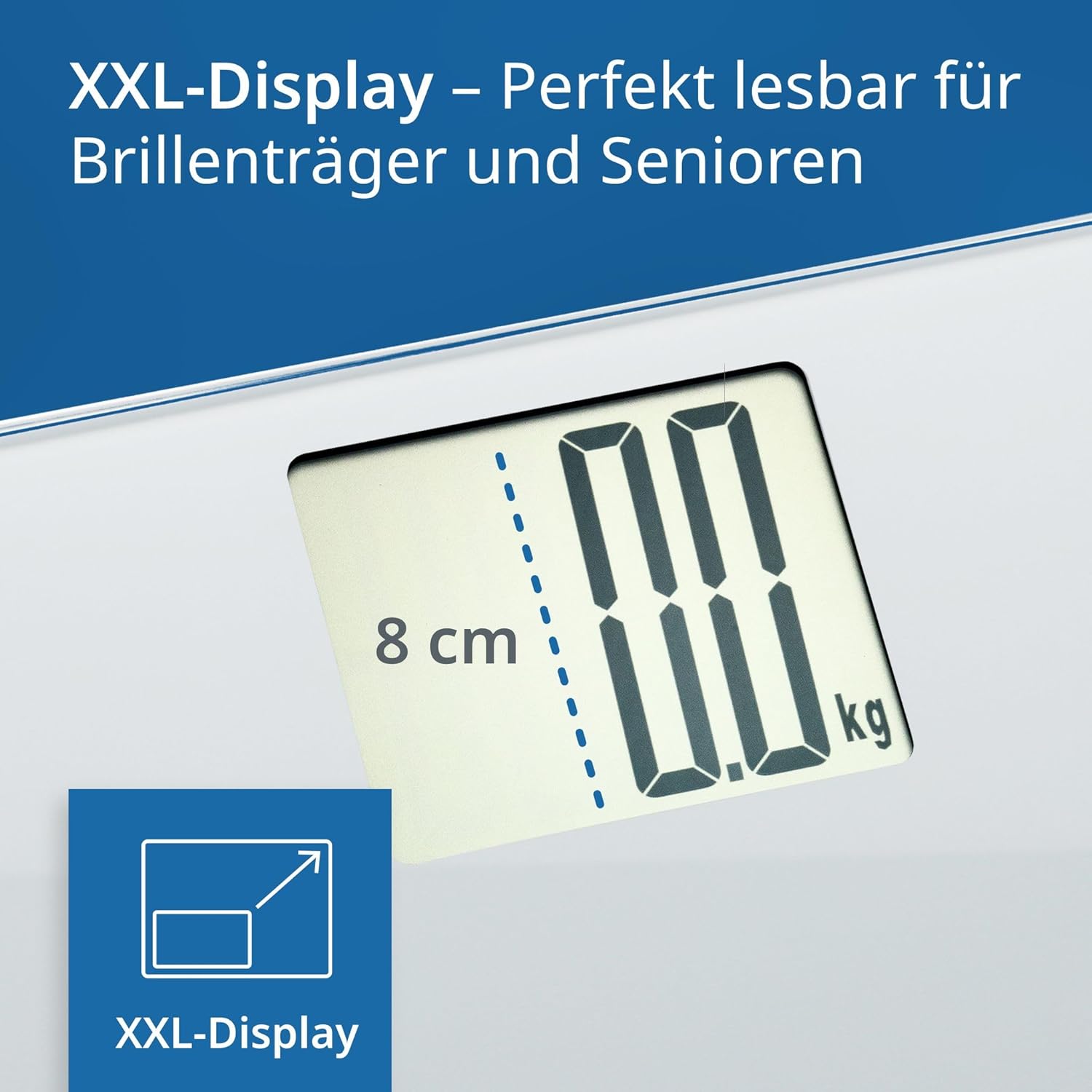 ADE Digitale Personenwaage mit XXL-Display | 200 kg Tragkraft | Besonders gut ablesbare Körperwaage | Ideal für Brillenträger, Senioren | Personenwaage Weiß – Bild 2
