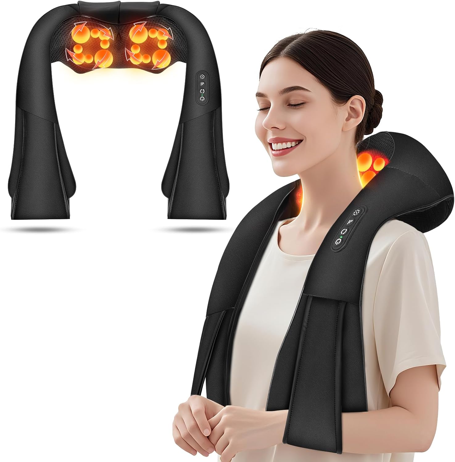 AERLANG 2026 Kabelloses Nackenmassagegerät mit Wärme, Shiatsu-Massagegerät 3D-Tiefenmassage, geeignet zum Massieren von Nacken, Schultern, Rücken usw., bestes Geschenk