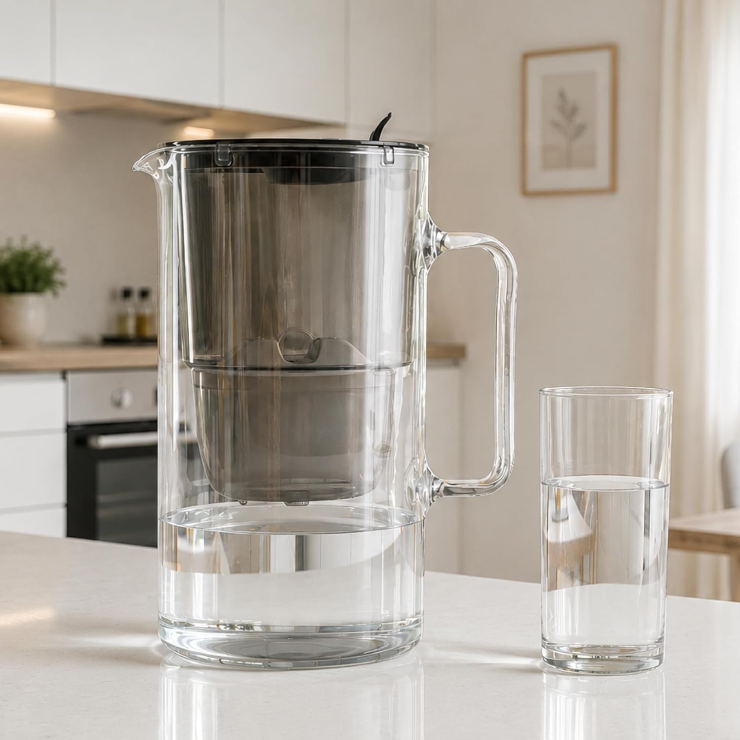 AQUAPHOR Glas-Wasserfilterkrug aus robustem Glas, 2,5 l, inklusive 1 x MAXFOR+ Filterkartusche, schwarz – Bild 3