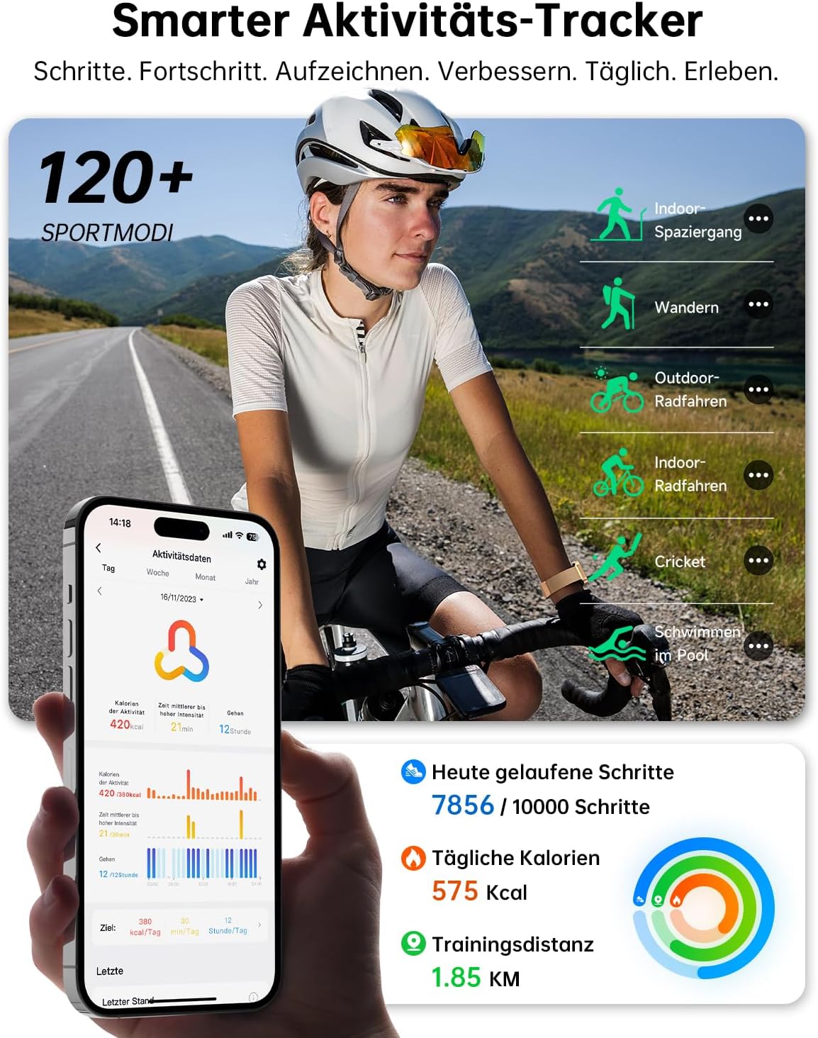 Gydom Damen Smartwatch mit Telefonfunktion 1,85 Zoll HD Metall Fitnessuhr Fitnesstracker Herzfrequenz/SpO2/Schlaf/IP68 Wasserdicht Sportuhr Schrittzähleruhr für Android iOS Roségold – Bild 3