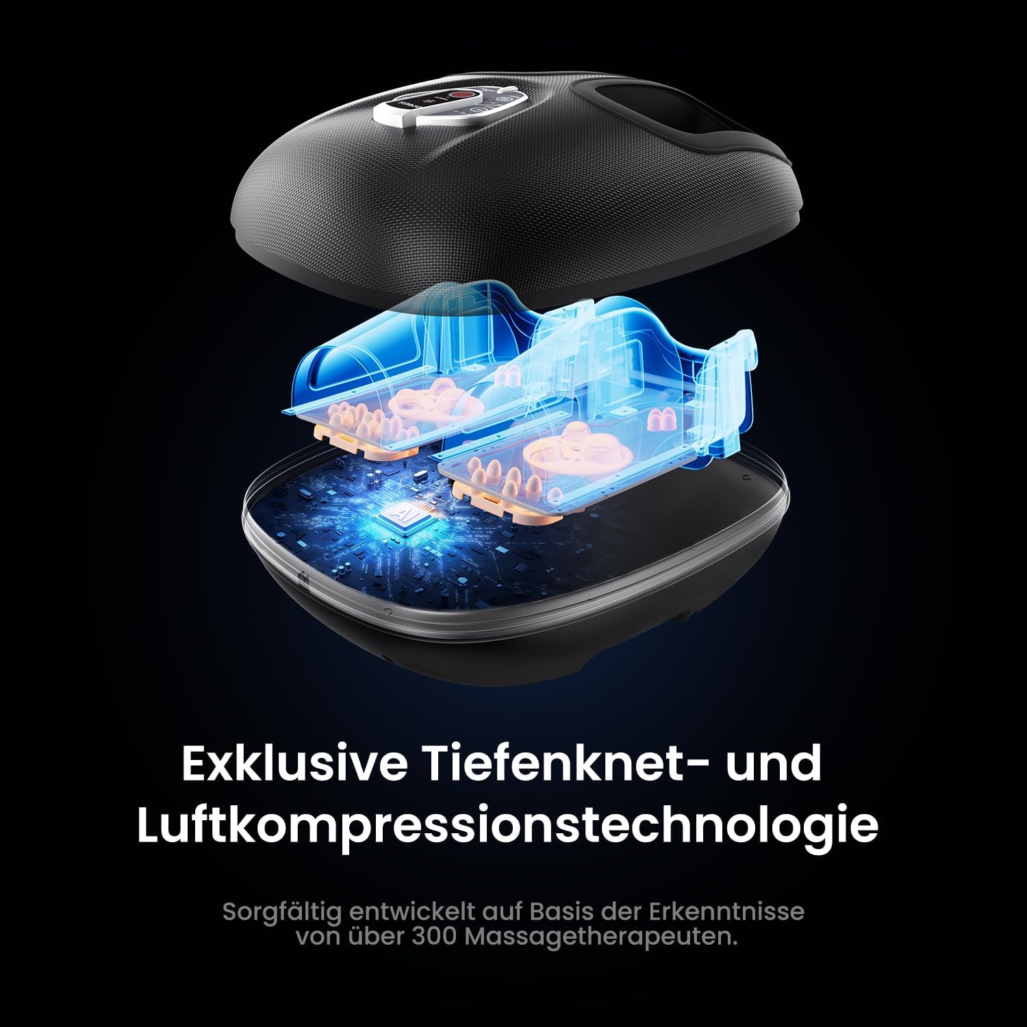 RENPHO Tragbares Fußmassagegerät mit Wärme (2026 aktualisiert), Fußmassagegerät elektrisch, Testsieger, 3D-Kneten, Rollen und Luftkompression, 3 Intensitäten, Geschenke für Damen und Herren, Schwarz – Bild 3