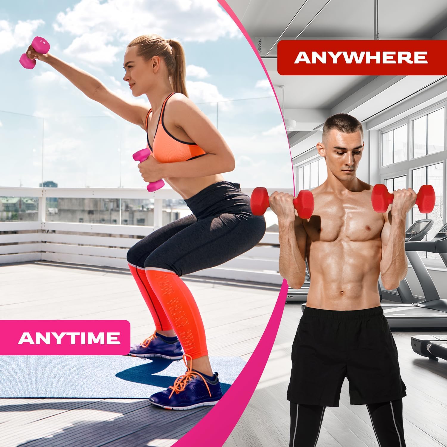 Yes4All Neopren Hanteln Set Gewichte, 2er-Sets, 1kg, 1,5kg, 2kg, 3kg, 4kg, 5kg, Hanteln Set für Krafttraining Yoga Pilate – Bild 4