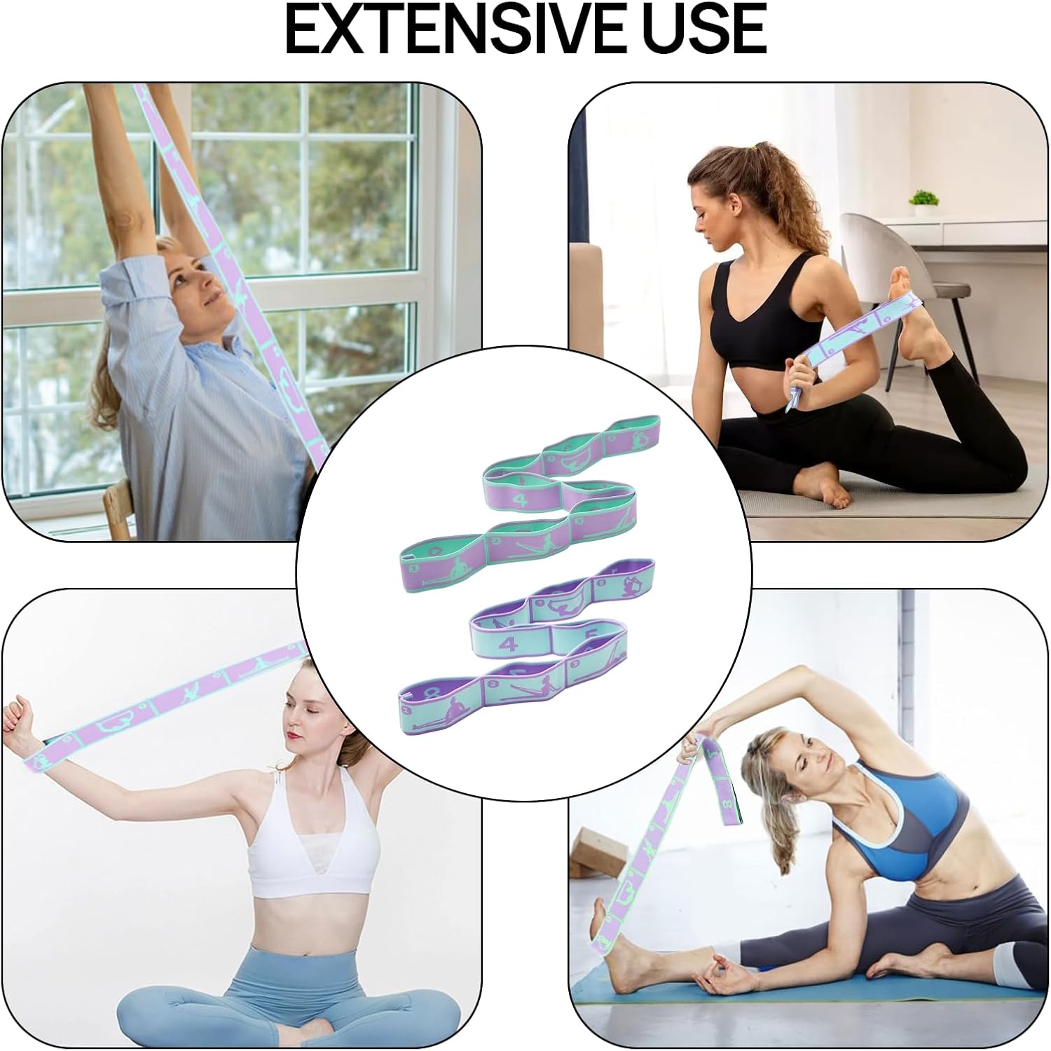 2 Stück 8-Loop-Widerstandsbänder, Yoga-Gurt, für effektives Dehnen und Yoga-Training, Fitnessband, Stretchband und Gymnastikband in einem, ideal für Yoga-Begeisterte und Sportler – Bild 5