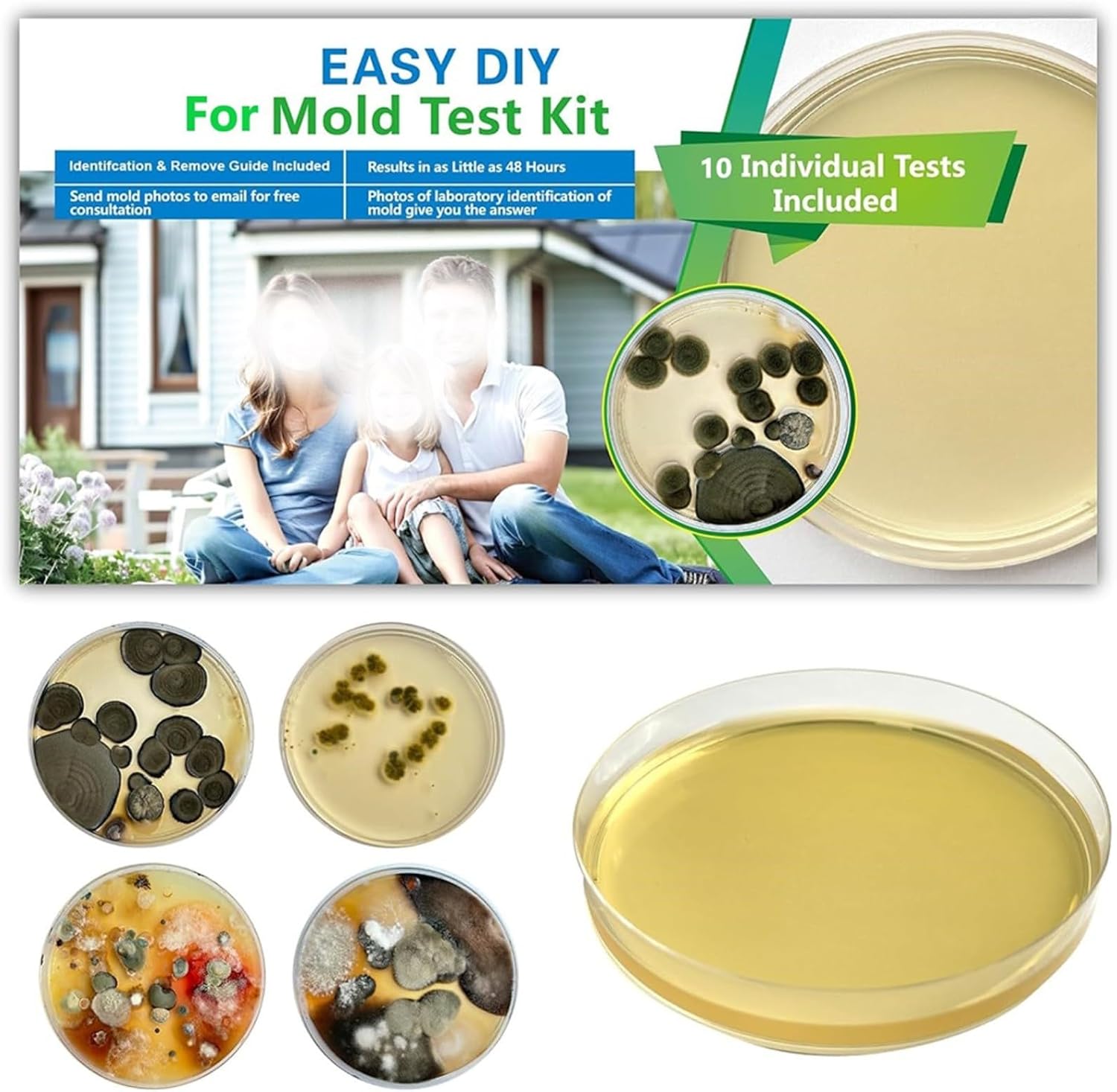 Schimmeltest-Kit für Zuhause mit 10 Tests, DIY Schimmelpilz-Detektor aus Agar und Kunststoff, 9 cm, zur Luftprüfung in HVAC-Systemen und Wohnräumen für Allergiker – Bild 4