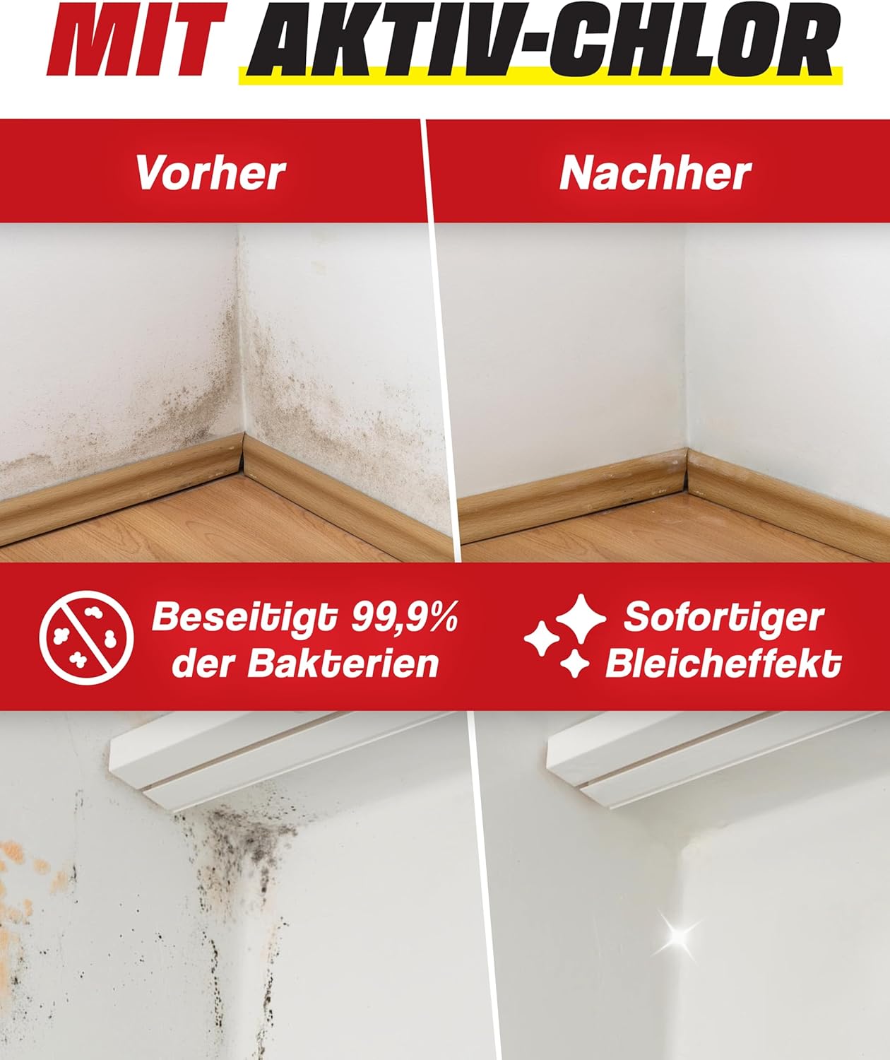 VEXIL Profi Schimmel Komplettset – Schimmelentferner & Schimmelschutz – inkl. Handschuhe, FFP3-Maske & 3 Fugenbürsten – Schimmel entfernen & bis zu 18 Monate vorbeugen – 2 x 500 ml – Hergestellt in Deutschland – Bild 4