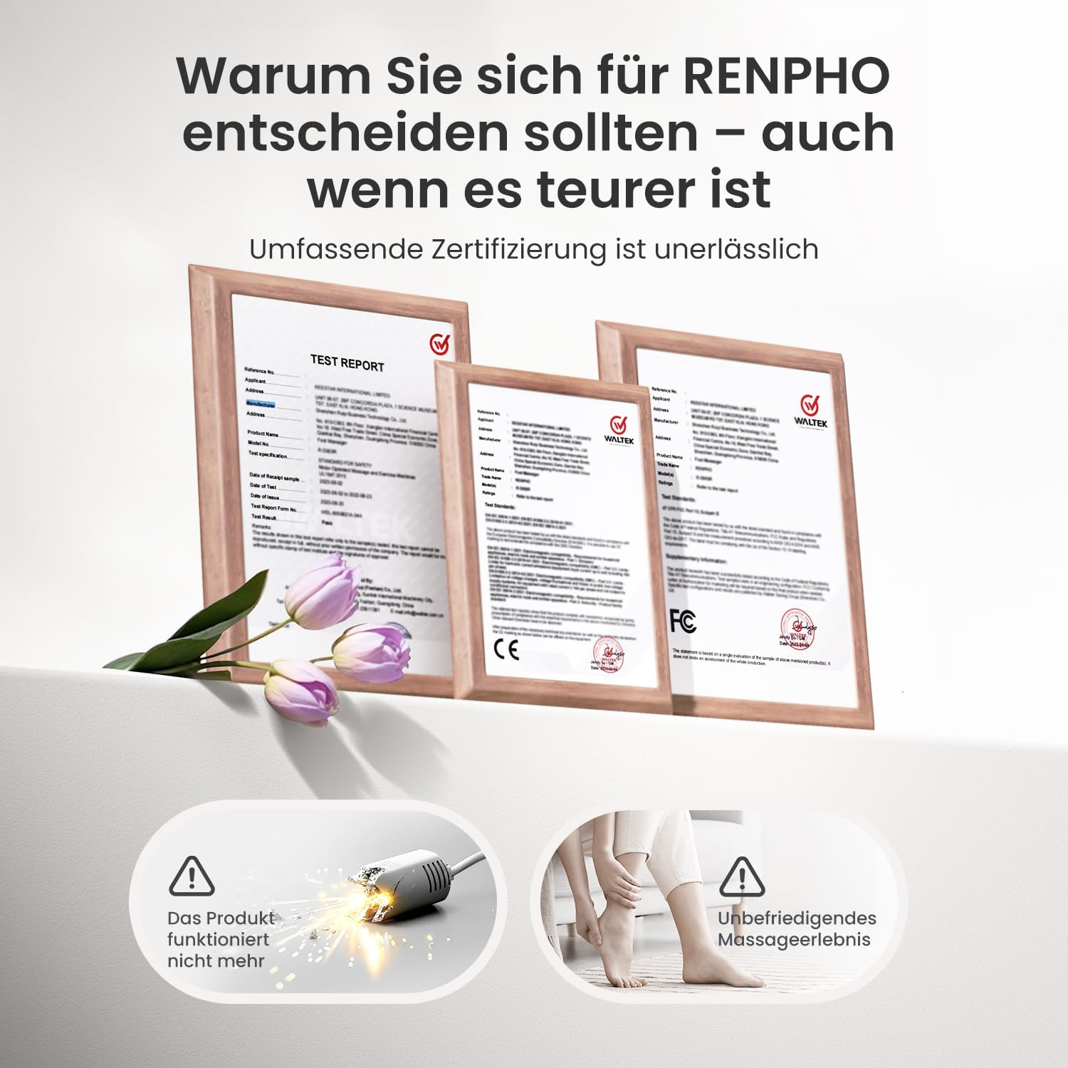 RENPHO Tragbares Fußmassagegerät mit Wärme (2026 aktualisiert), Fußmassagegerät elektrisch, Testsieger, 3D-Kneten, Rollen und Luftkompression, 3 Intensitäten, Geschenke für Damen und Herren, Schwarz – Bild 7