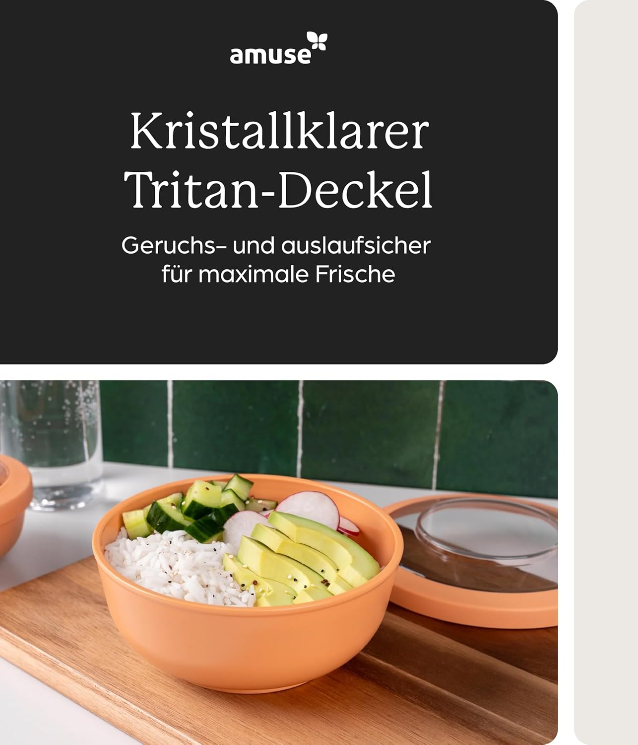 Amuse Tylla Lunchbox für Erwachsene (700 ml) | Luftdichte Frischhaltedosen mit Deckel | Meal-Prep-Box | BPA-freie Lunchbox, mikrowellengeeignet | Salat-To-Go-Box | Lunchbox | Behälter zum Einfrieren – Bild 4