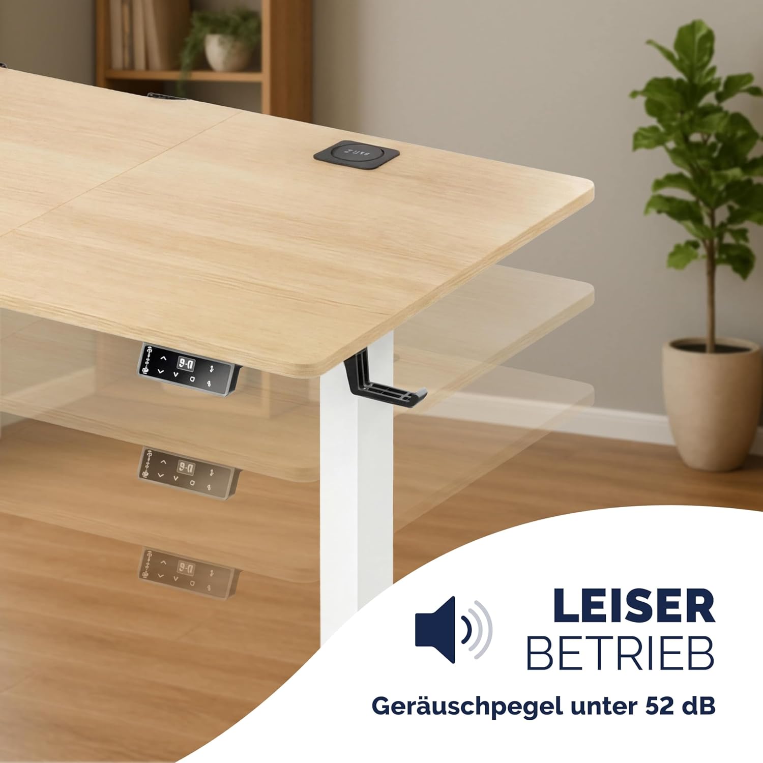 Casaria Höhenverstellbarer elektrischer Schreibtisch 140 x 70 cm mit kabellosem Ladegerät & USB-C/A-Anschluss, LCD-Display, Memory-Funktion, 80 kg Tragkraft, ergonomisch, Beige – Bild 8