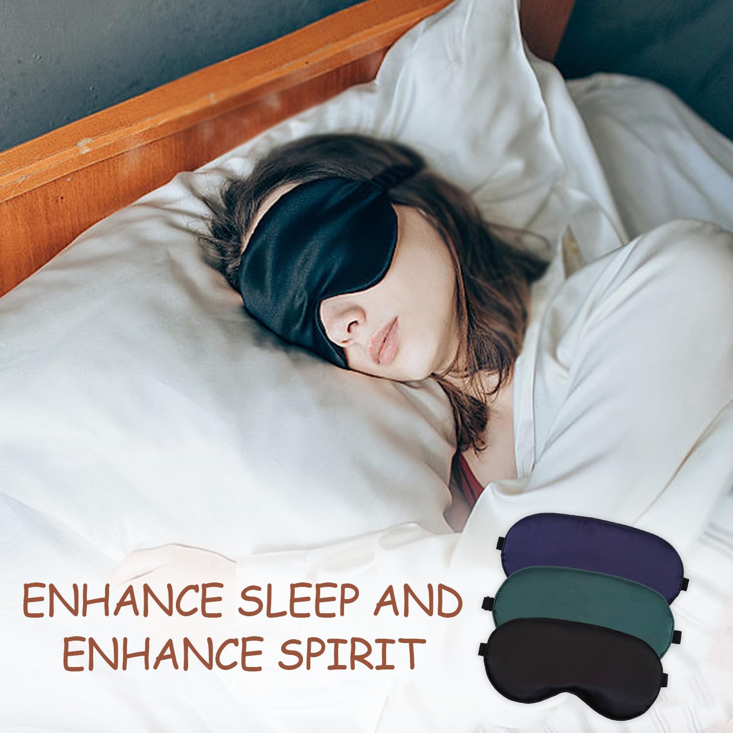 3 Stück Schlafmasken, Schlafmasken mit verstellbarem Gummiband für Damen, Herren und Kinder, weiche Verdunkelungs-Nachtmaske, Schlafmaske, zum Schlafen, Nickerchen, Flug, Meditation, Reisen – Bild 4