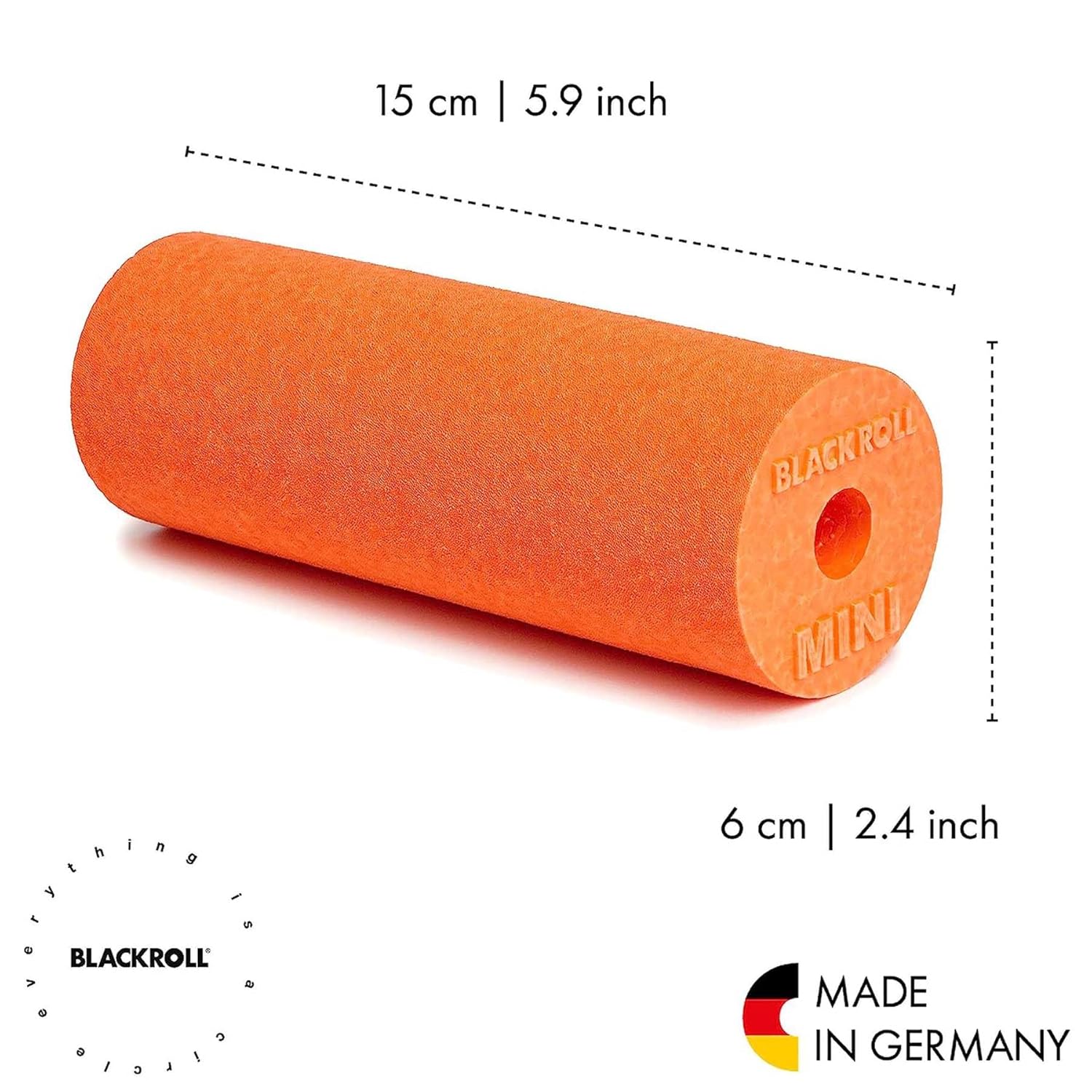 Blackroll Mini Foam Roller – der Klassiker. Der kleine Selbstmassageroller für Ihre Muskeln in verschiedenen Farben. (Orange). – Bild 2