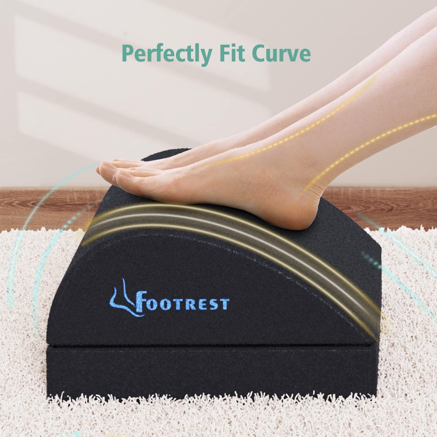 Verstellbare Fußstütze unter dem Schreibtisch, ergonomisches Fußstützenkissen mit Magic Tape für optionale Höhe, Memory-Schaum und rutschfester Unterseite für Zuhause, Büro, Flugzeug, Reisen – Bild 8