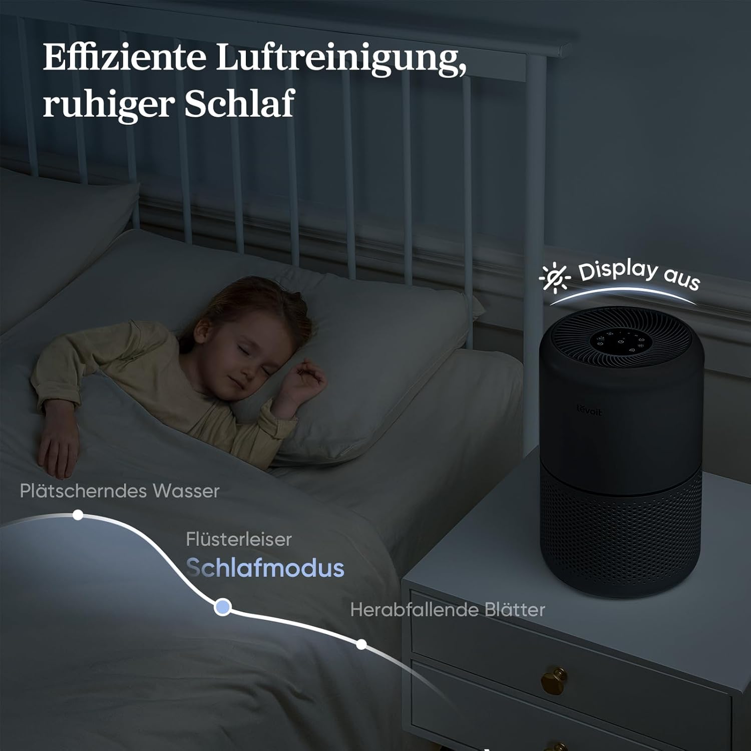 Levoit Luftreiniger mit HEPA-Luftfilter, CADR 258 m³/h für bis zu 54 ㎡ Raucherzimmer, 99,97 Prozent Schimmelstaub, Pollen, Tierhaare, Luftreiniger mit Luftqualitätsanzeige und Auto- und Schlafmodus, Schwarz – Bild 9