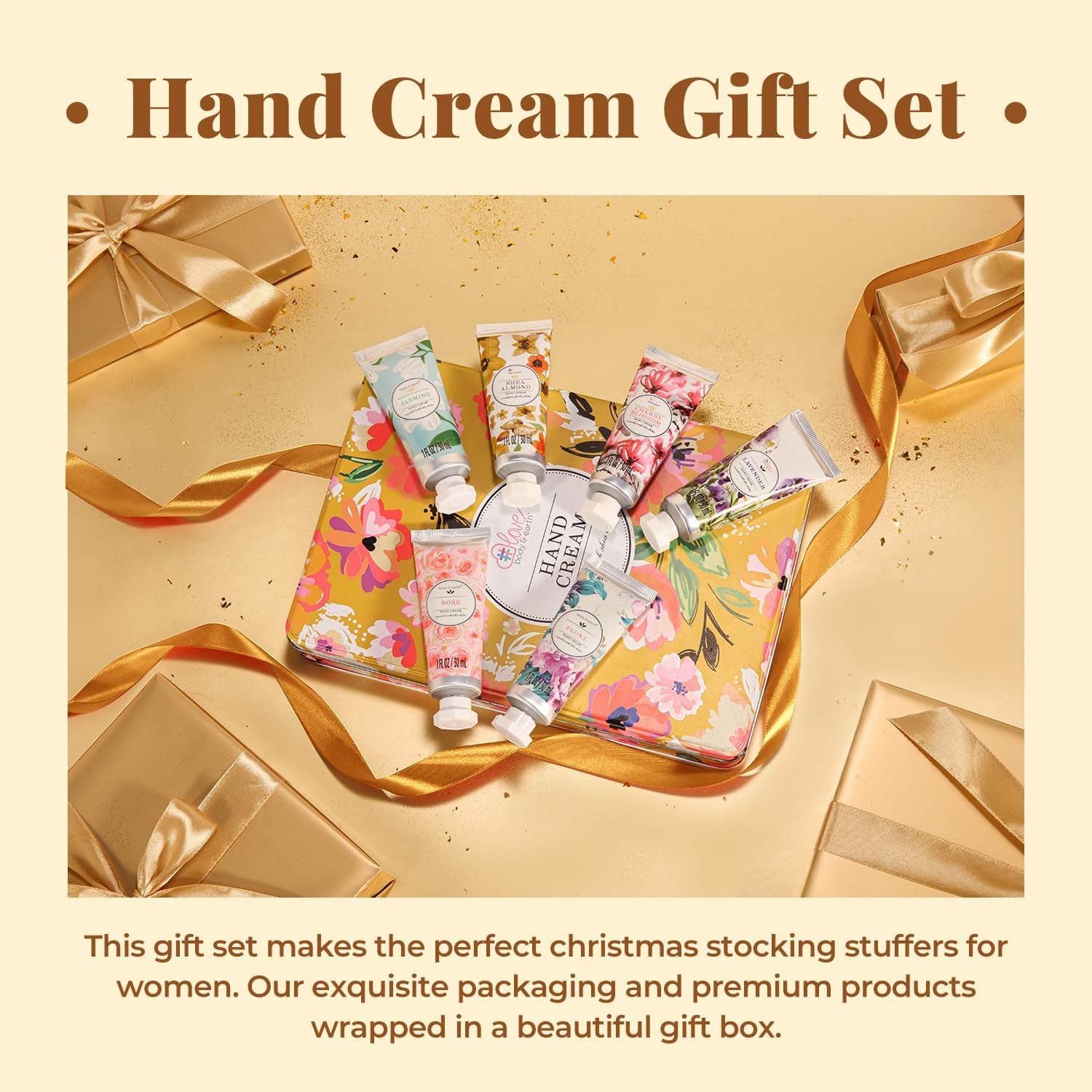 Body & Earth Handcreme-Geschenkset, Geschenke für Frauen – angereichert mit Sheabutter und Glycerin für trockene Hände, 6-teiliges Handcreme-Reisepaket im Miniformat, Geburtstags-, Muttertagsgeschenk – Bild 5