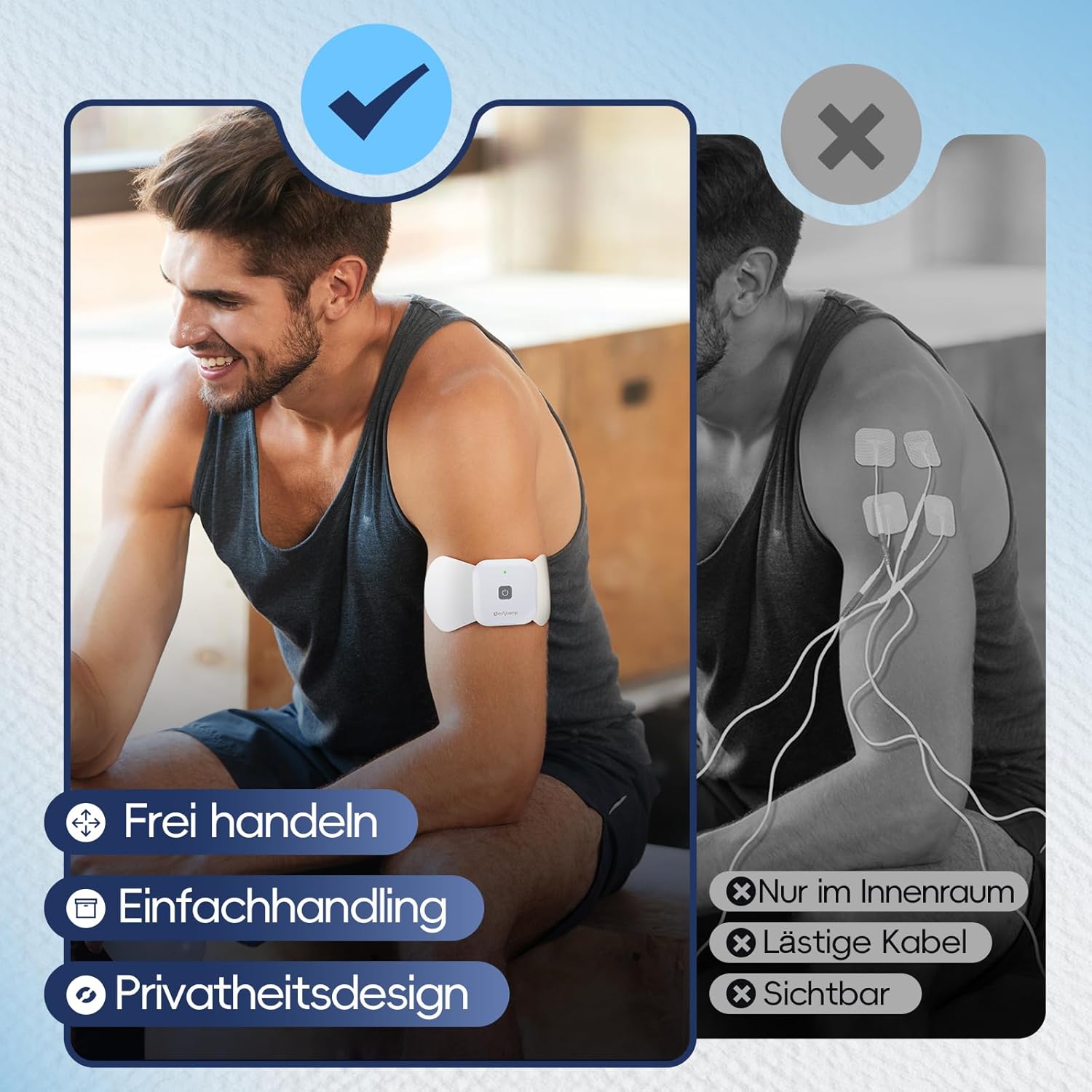 Comfytemp TENS K6101 Kabelloses tragbares Schmerztherapie-Massagegerät mit 15 Programmen und 16 Intensitätsstufen für Bein-Rücken-Schulter-Arm-Muskelstimulator mit 2 Pads – Bild 4