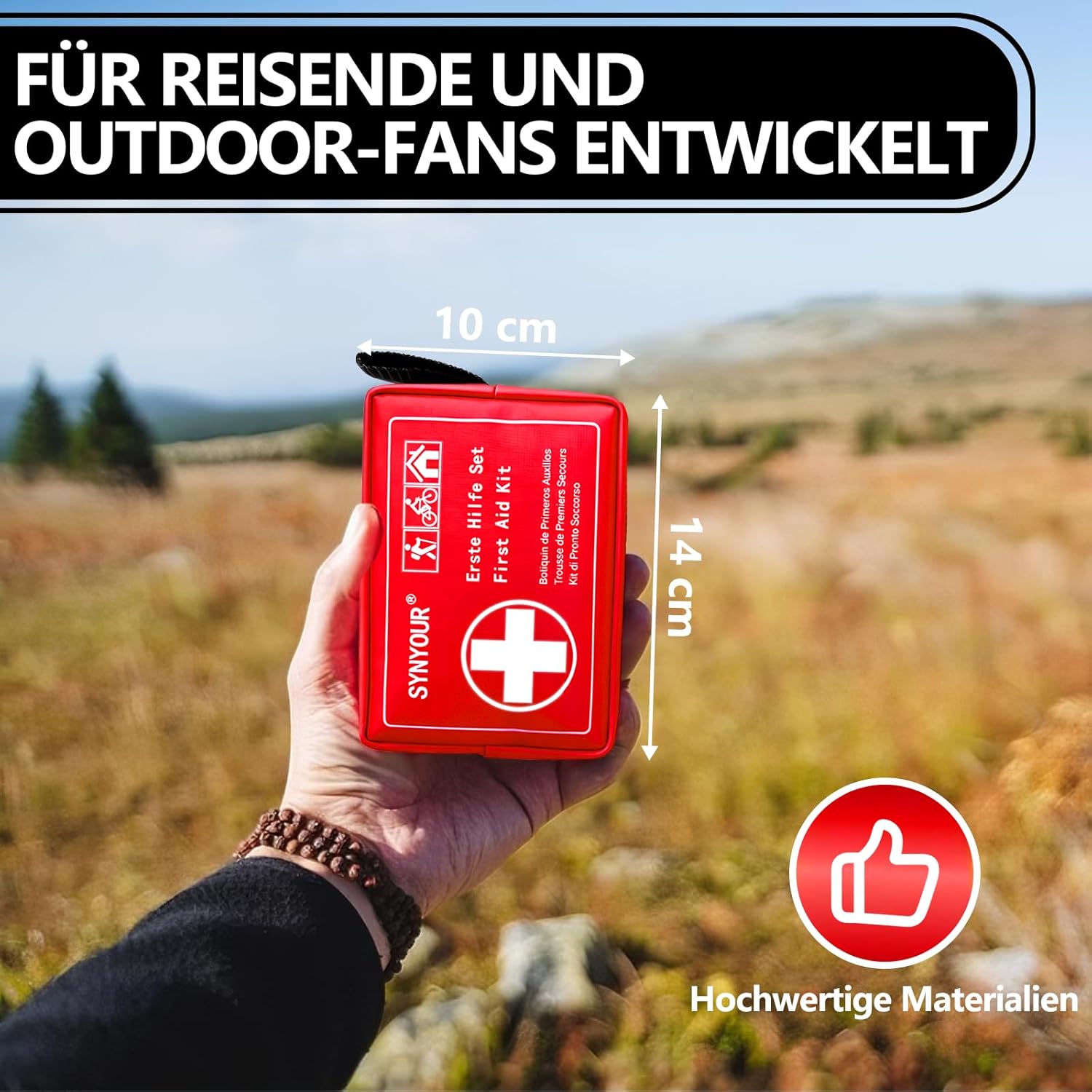 Mini-Erste-Hilfe-Set, 80-teilig, Reiseapotheke für Outdoor-Reisen, Wandern, Fahrrad, Camping, Zuhause, Kinder, Urlaub, Erste-Hilfe-Tasche, klein – Bild 2