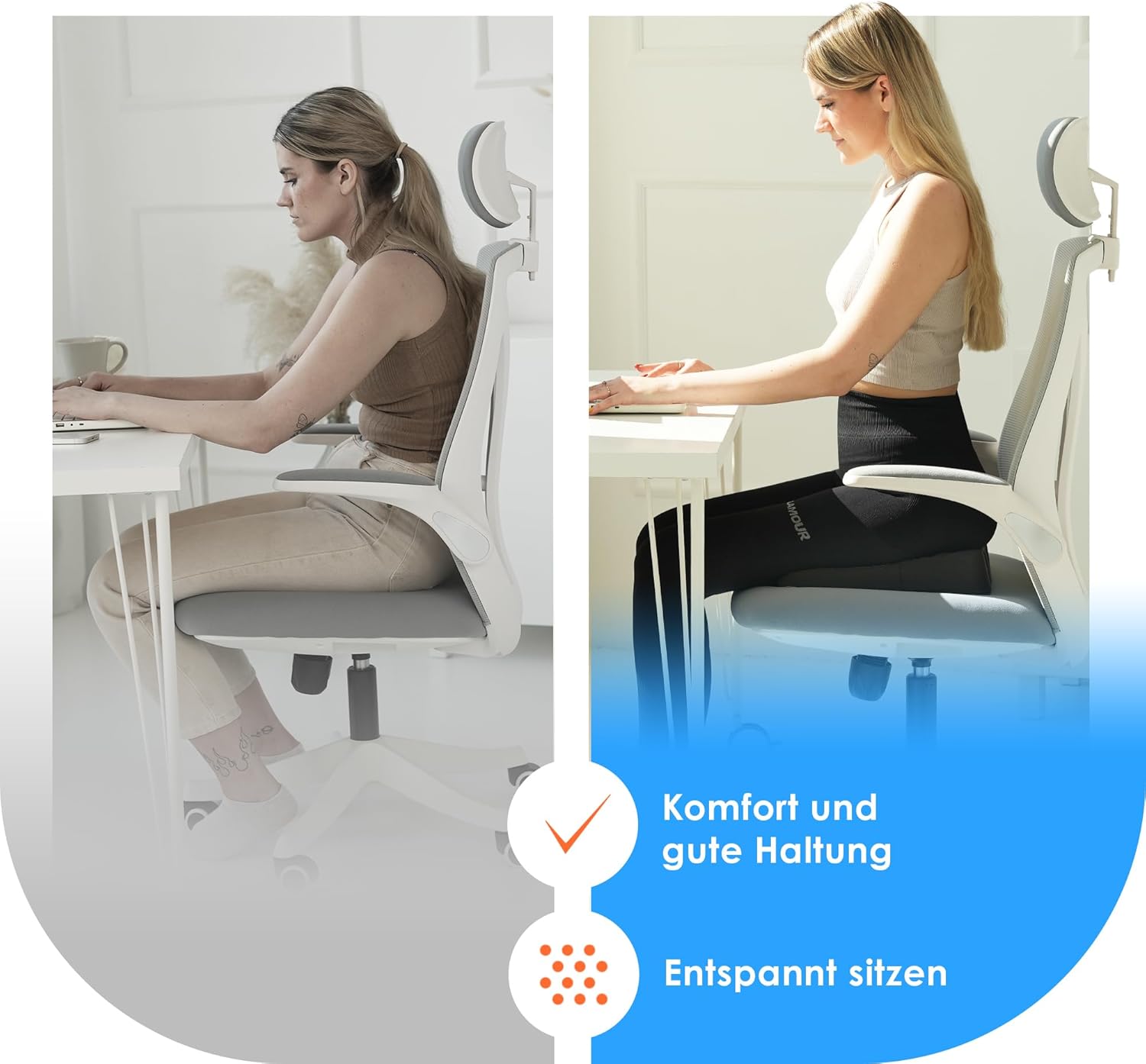 DYNMC You Bequemes Keilkissen-Sitzkissen mit rutschfester Unterseite, ideal für Bürostuhl-Autositze – Bild 2