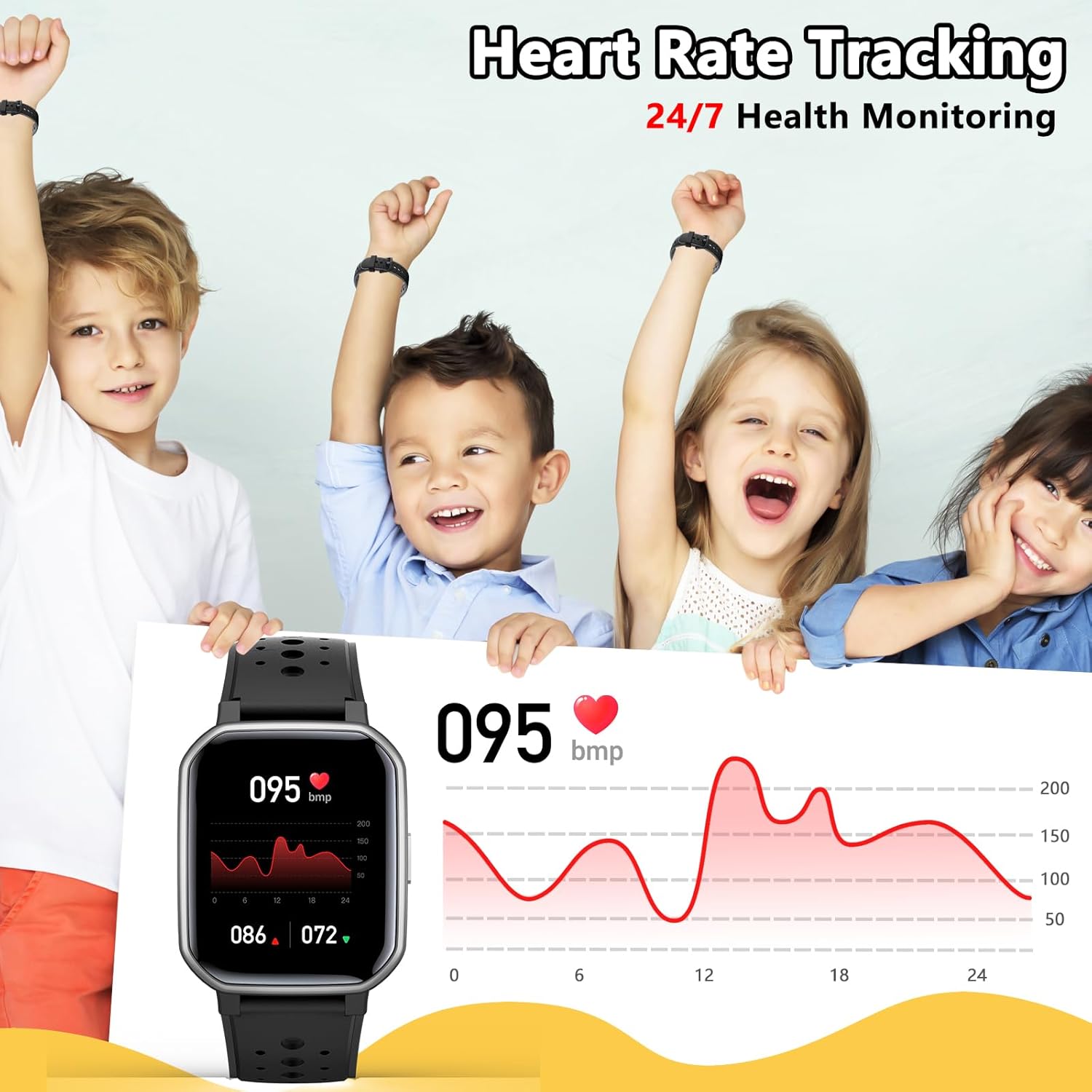 JOYELE Kinder-Smartwatch für Jungen und Mädchen, Fitness-Aktivitäts-Tracker-Uhr, IP68 wasserdicht, 19 Sportmodi, Herzfrequenz-Schlafmonitor, Schrittzähler, Kindergeschenke für Teenager – Bild 6