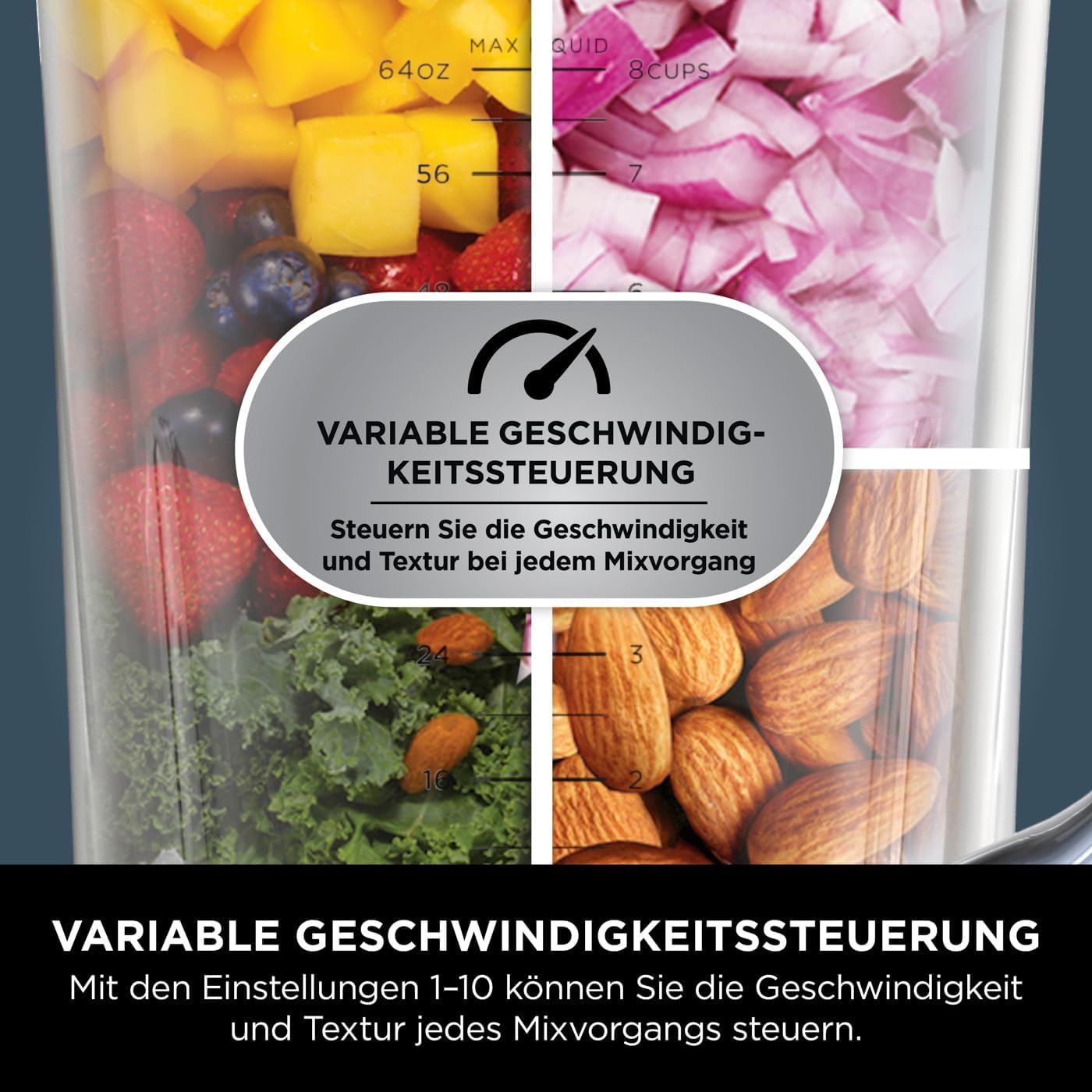 Ninja 2-in-1 Detect Power Mixer Pro, 1200 W mit Krug und Tassen, Smoothies-Mixen, Gemüsehacken und gefrorene Getränke, Schwarz, TB301EU – Bild 4