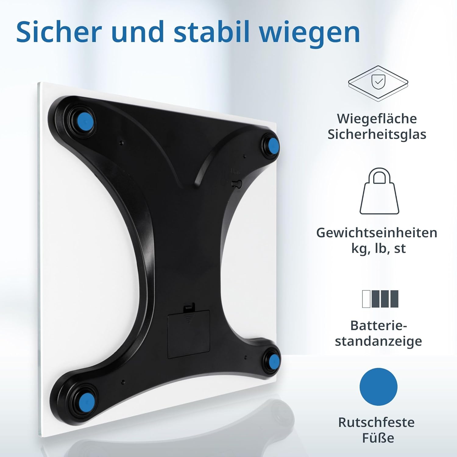 ADE Digitale Personenwaage mit XXL-Display | 200 kg Tragkraft | Besonders gut ablesbare Körperwaage | Ideal für Brillenträger, Senioren | Personenwaage Weiß – Bild 5