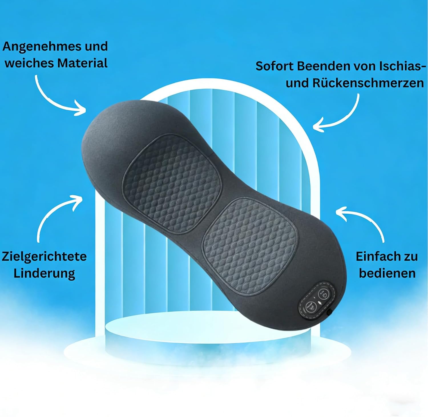 Medieval Deepcomfort 3 In 1 Massage Pad, Massagegerät Rücken Mit Traction, Vibration & Wärme, 135°-Goldkrümmungsdesign Tiefenmassagegerät, Rückenschmerzen Und Wirbelsäulenentlastung (B,Netz) – Bild 3