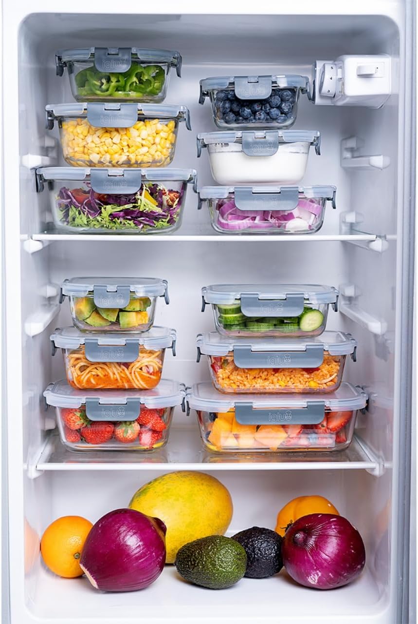 Igluu Meal Prep Frischhaltedosen aus Glas mit BPA-freien Deckeln (12 Stück) – mikrowellen-, ofen-, gefrierschrank-, spülmaschinenfest, auslaufsicher – verschiedene Größen – langlebiges Borosilikatglas – Bild 6