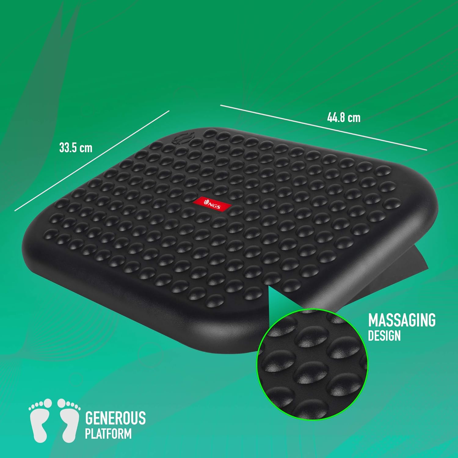 NGS Footnest Ergonomische höhenverstellbare Fußstütze, Bürofußstütze mit Neigung 0° - 15º und rutschfestem Fuß – Bild 2