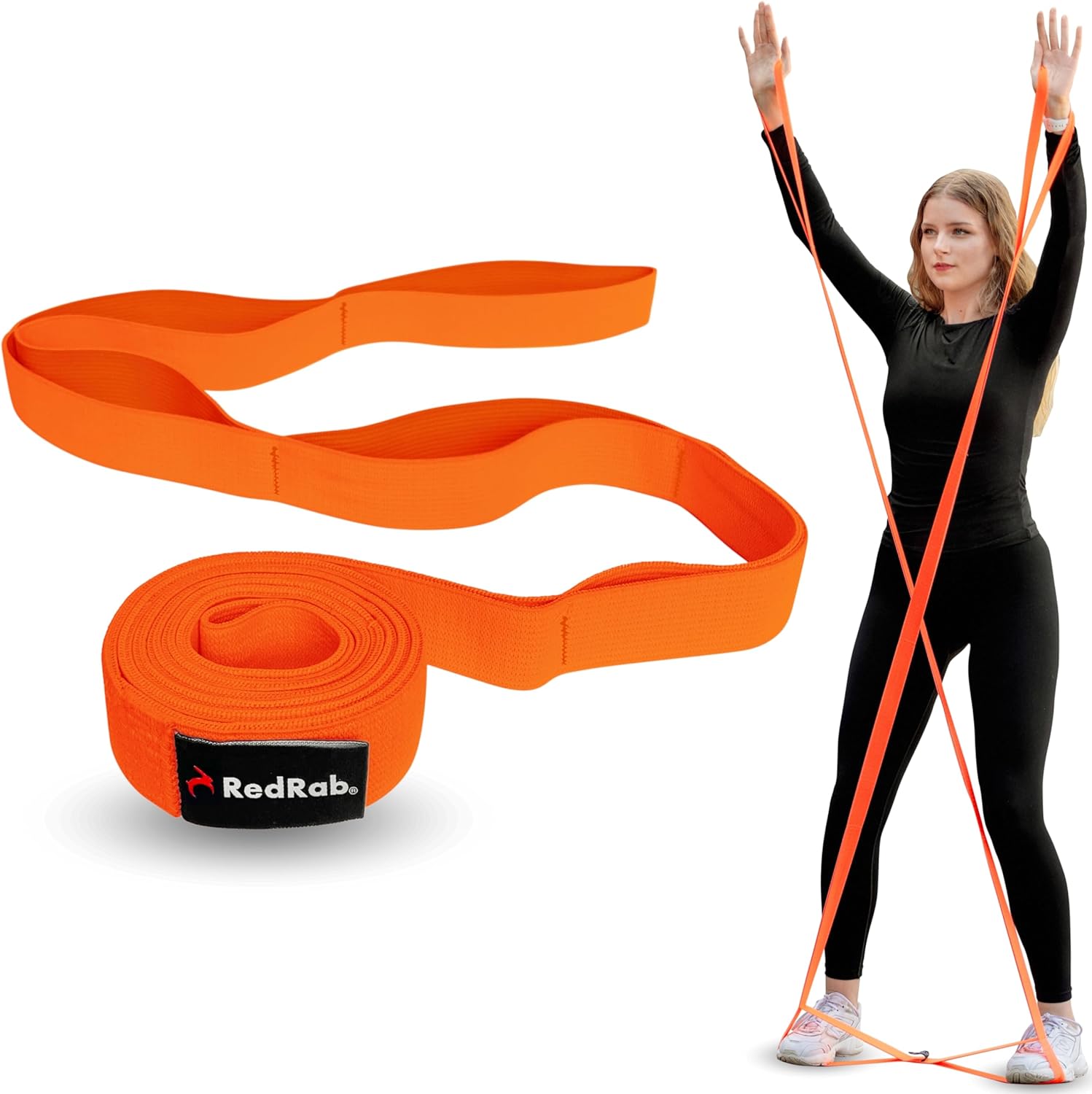 RED RAB Fitnessbänder Stoff – Übungsband mit Schlaufen – 245 cm lang – Widerstandsbänder & Widerstandsbänder Krafttraining – Fitnessband, Widerstandsband Fitness, Gummiband Sport