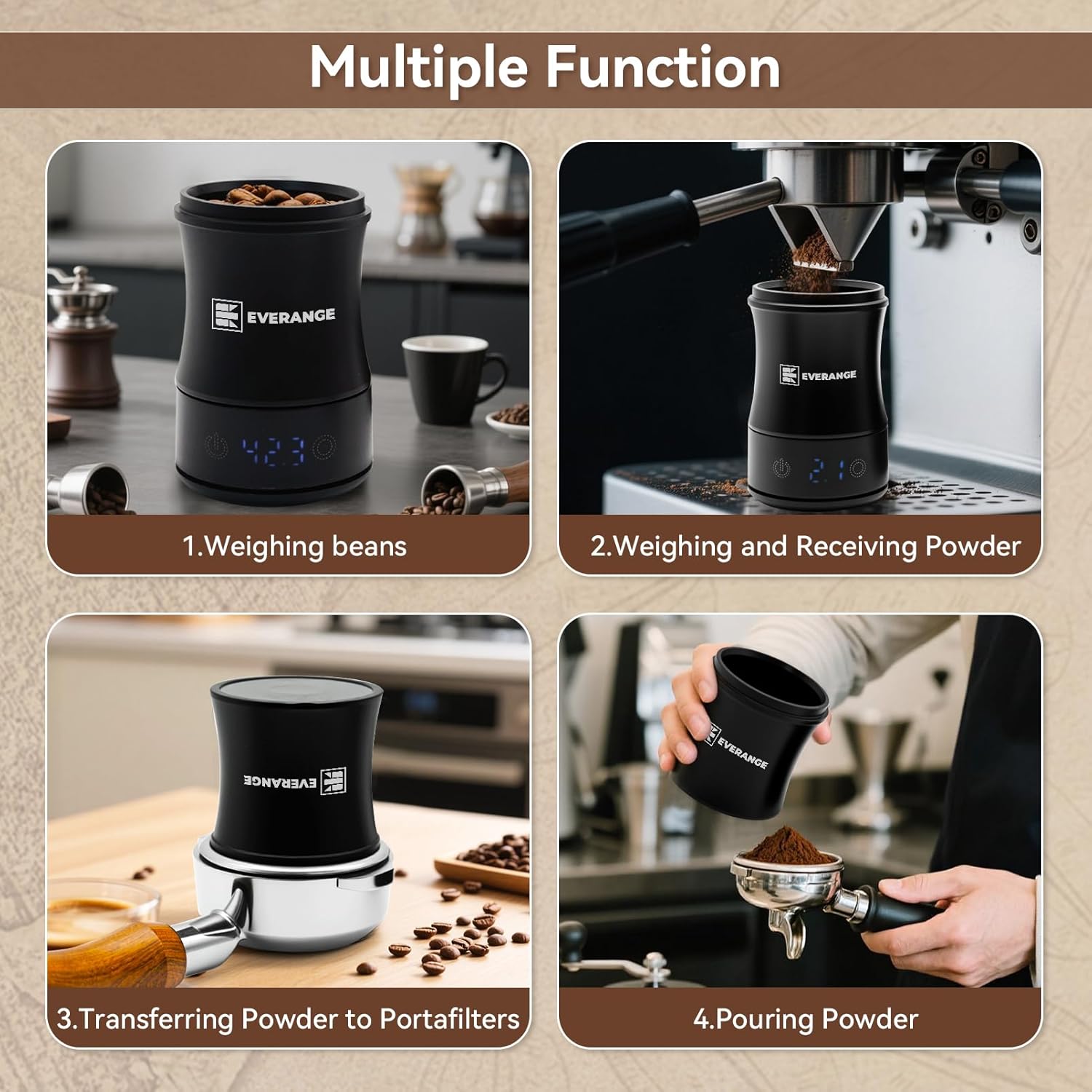 Mini-Kaffeewaage mit Timer, wiederaufladbare Espressowaage, präzise Waage für Espresso und Übergießen, tragbare digitale Küchenwaage mit Dosierbecher – Bild 5