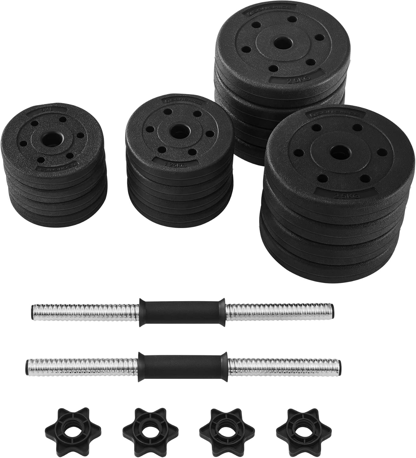 SONGMICS Kurzhanteln 2er Set aus Kunststoff 20 kg, 30 kg, 40 kg Hantelstangen, Gewichte und Spinlock-Kragen gerändelt – Bild 8
