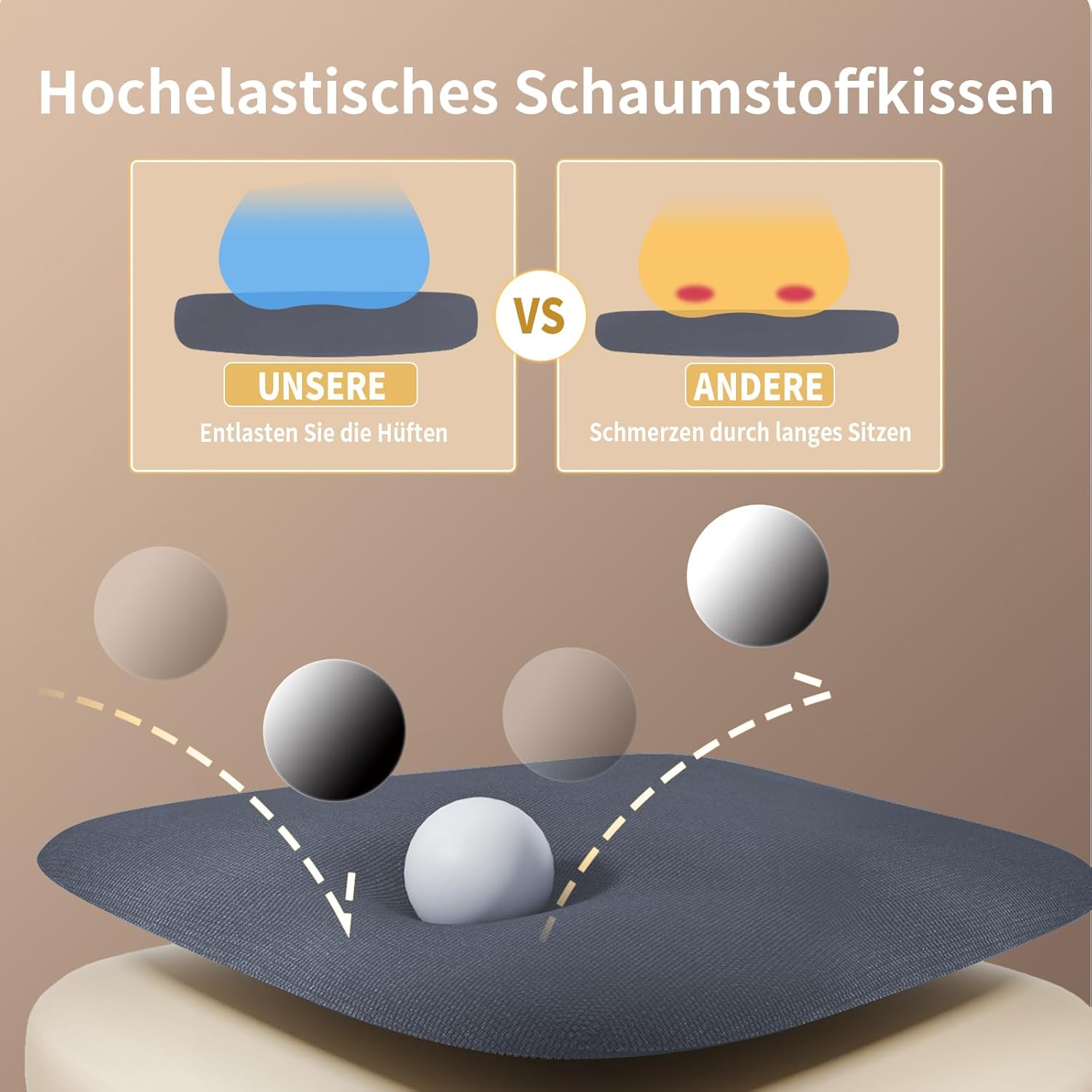 naspaluro Bürostuhl mit klappbaren Armlehnen, ergonomischer Drehstuhl mit Netzbezug, Lordosenstütze, höhenverstellbar, Wippfunktion, gepolstertes Sitzkissen, hellgrau – Bild 7