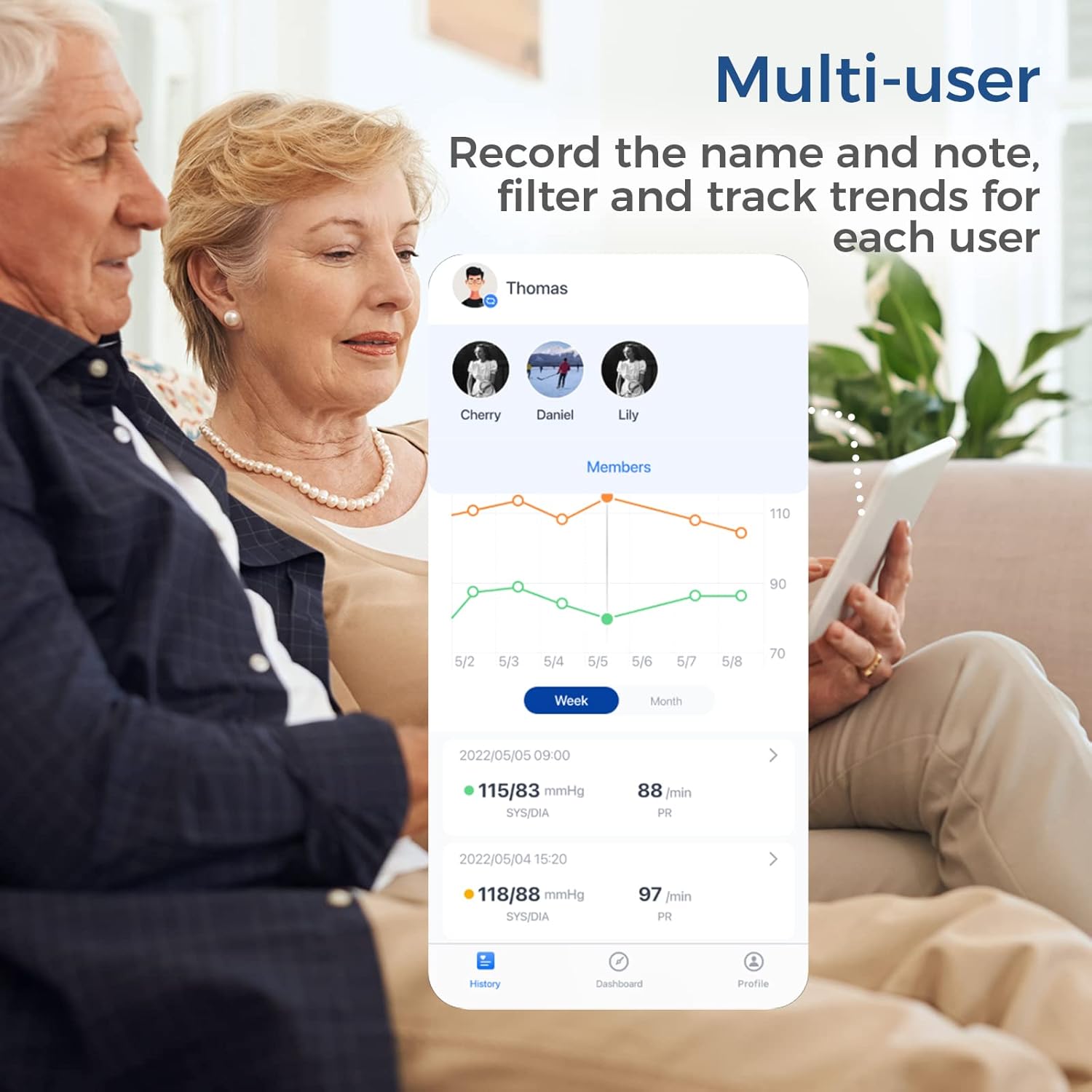 CheckMe Armfit Blutdruckmessgerät Oberarm Bluetooth mit kostenloser App, Blutdruckmessgerät große Manschette (22-42 cm), kabelloses automatisches Blutdruckmessgerät, unbegrenzter Speicherplatz – Bild 5