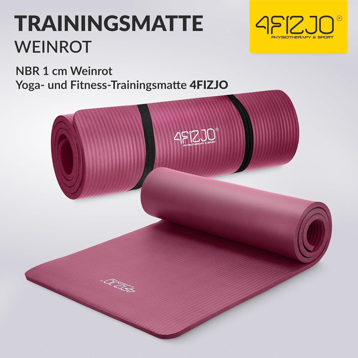 4FIZJO Fitnessmatte mit Tragegurt, Maße 180 x 60 cm, NBR-Schaum, rutschfest, Komfort, In & Outdoor, Pilatesmatte, Yogamatte, Sportmatte, Gymnastikmatte, Trainingsmatte – Bild 2