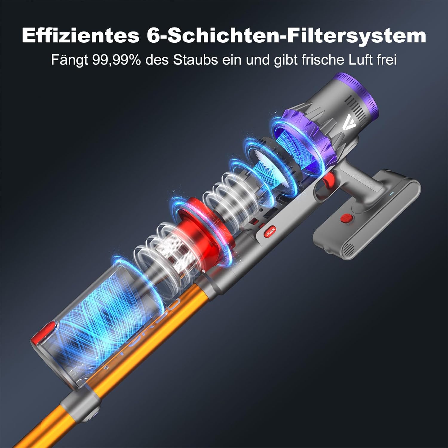 coovy Akku-Staubsauger SU7, 580 W/75 Min./55000 Pa Akku-Staubsauger mit super großem Display, Automatikmodus, Akku-Staubsauger für Teppiche, Tierhaare, Hartböden – Bild 7