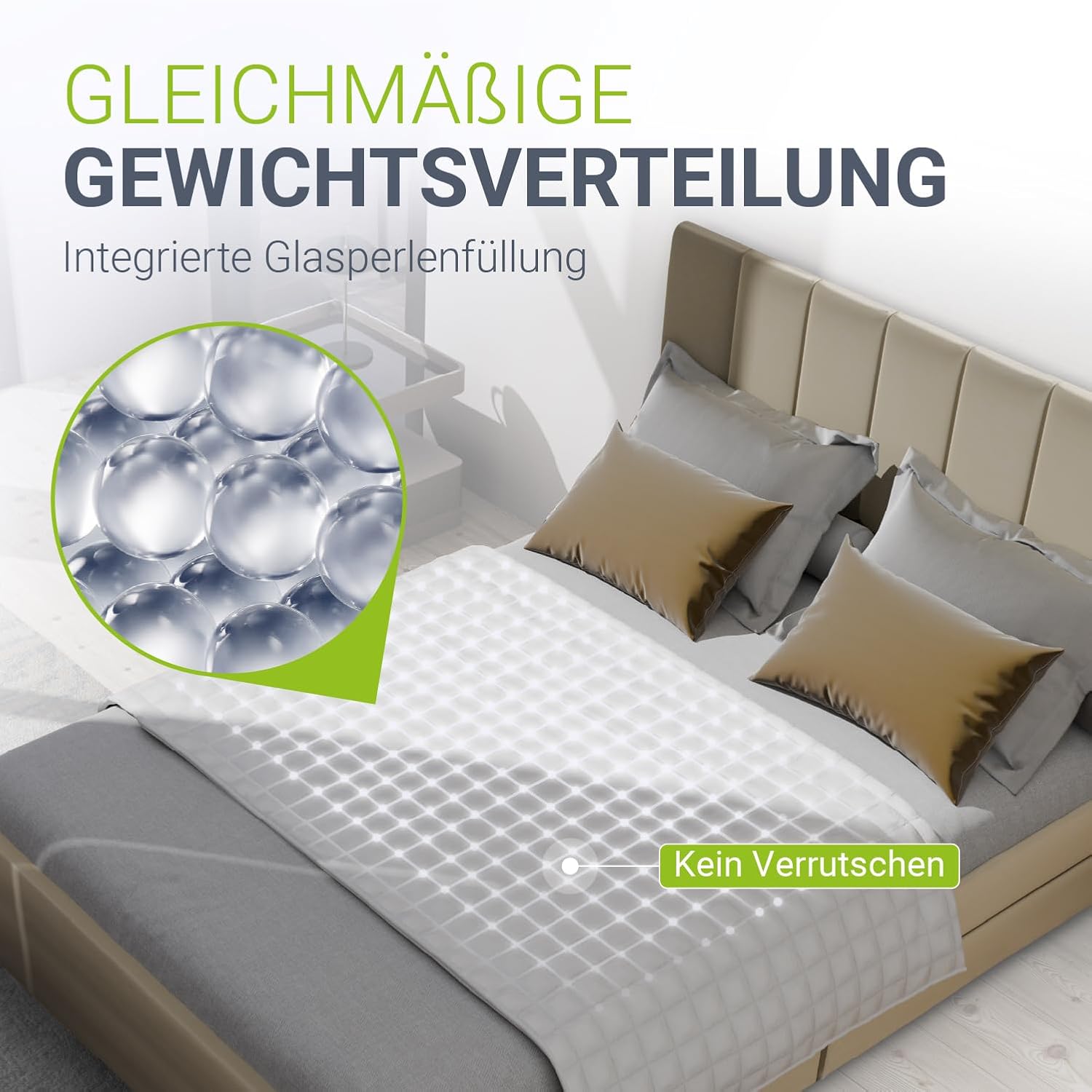 Juskys Gewichtsdecke / Anti-Stress-Therapiedecke 135 x 200 cm – beschwert, Glasperlen, Baumwolle & Mikrofaser, für Erwachsene mit Schlafproblemen – 7 kg – Bild 3