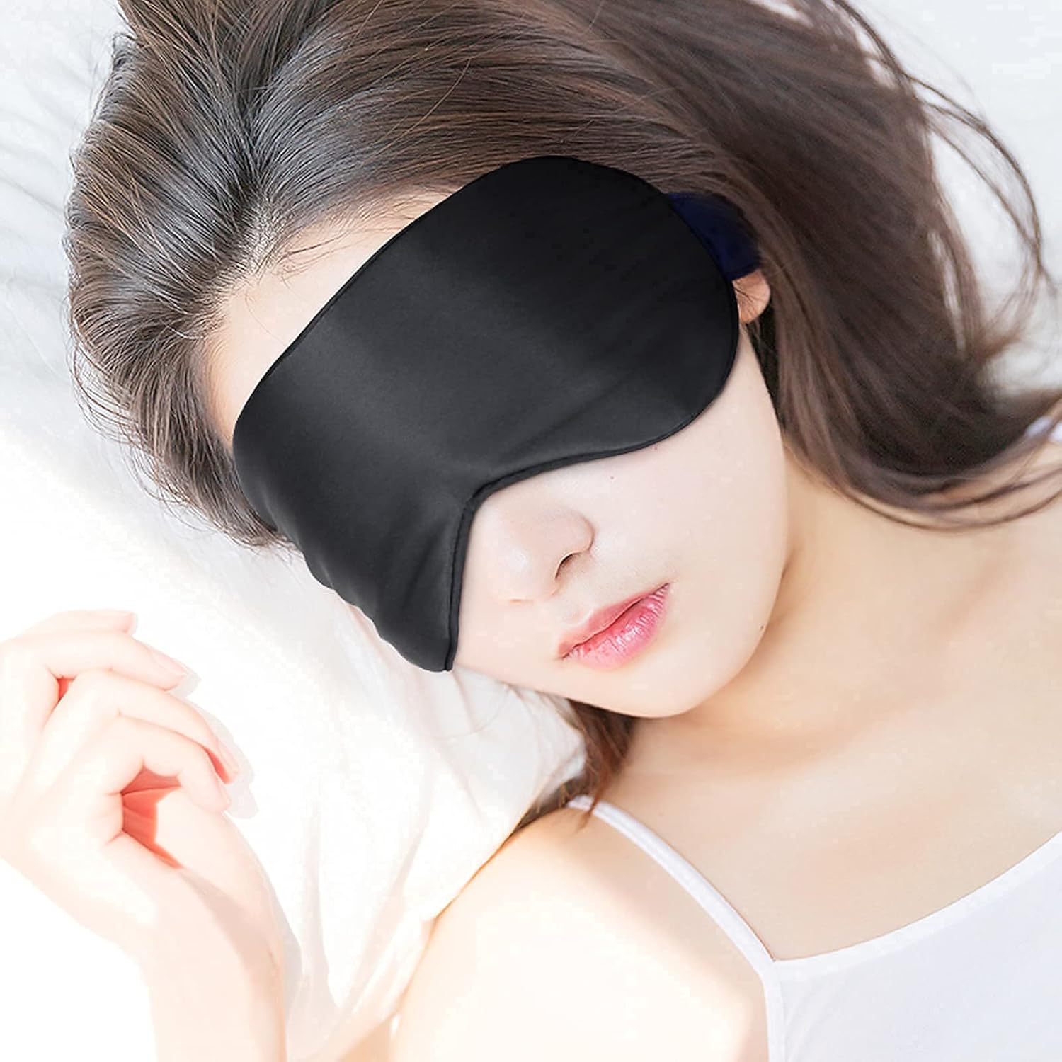 Schlafmaske aus Seide, Augenmaske, 2 Stück, 100 % hautfreundliche Schlafmaske aus Seide für Damen und Herren mit verstellbarem Gummiband und Ohrstöpseln, Nachtmaske, ideal zum Schlafen zu Hause und auf Reisen – Bild 7