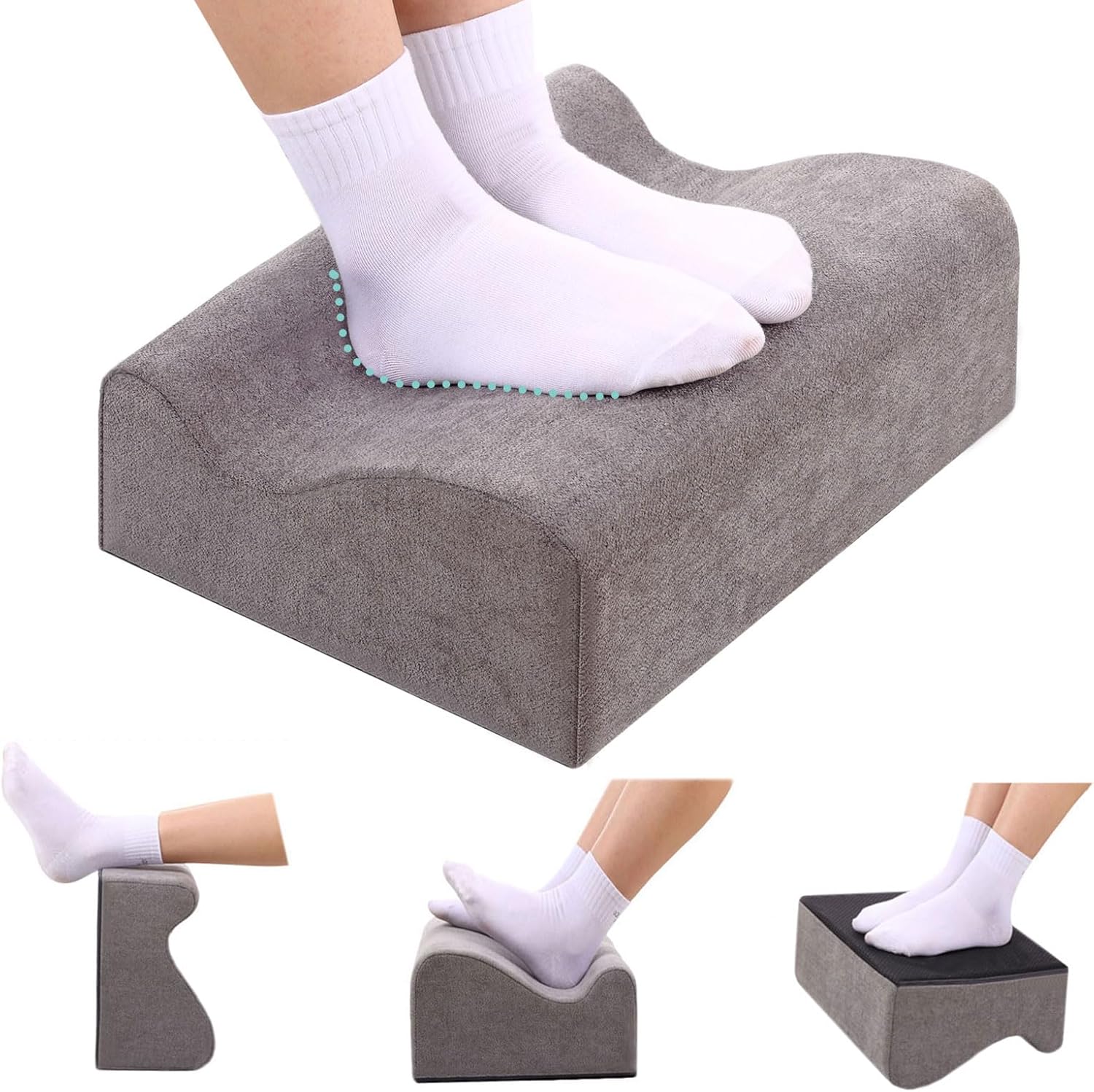 Fußstütze für den Schreibtisch, ergonomische Fußstützen für das Büro mit Premium-Schaumstoffkern und abnehmbarem Deckel, rutschfeste Fußstütze für unter dem Schreibtisch, Rücken- und Hüftschmerzen, dunkelgrau, mittel