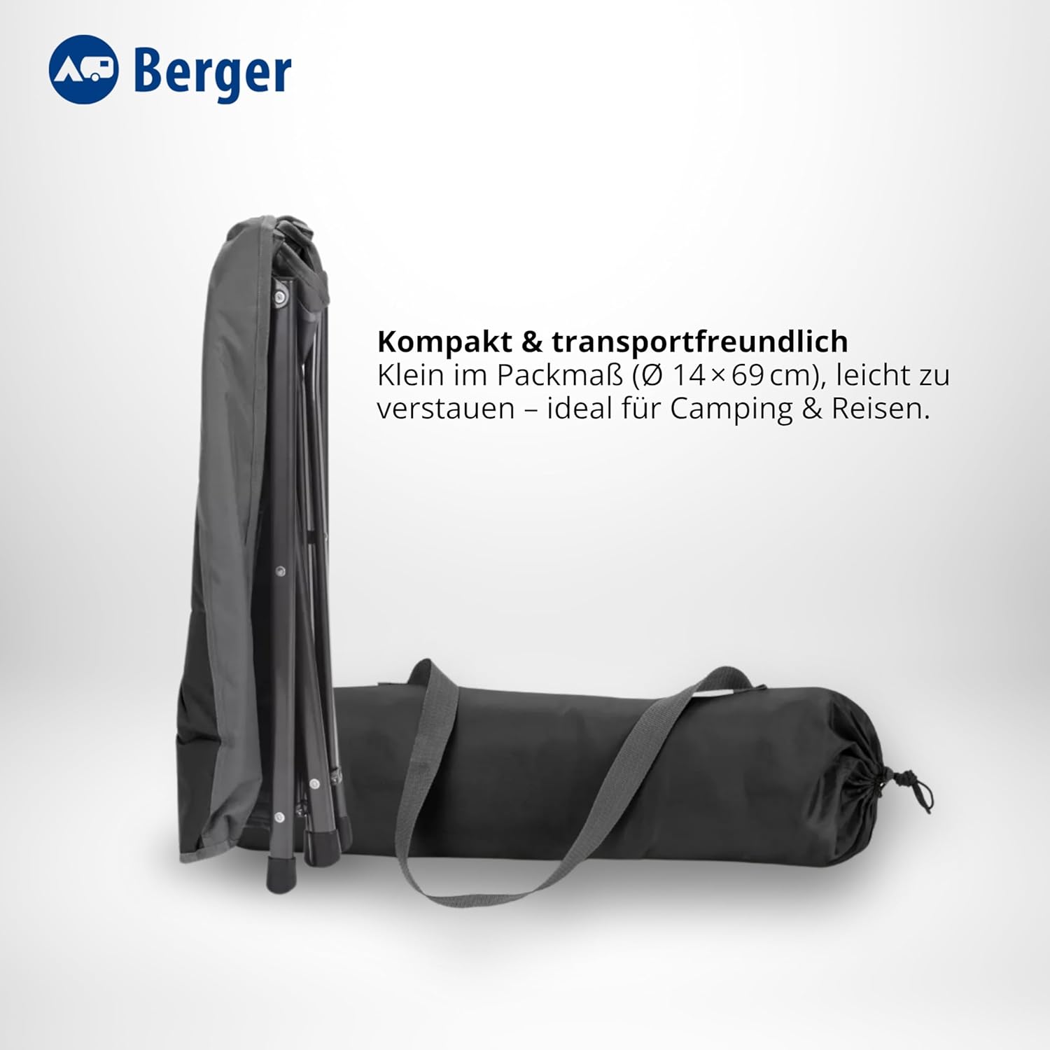 BERGER Siena klappbare Beinstütze, Klapphocker, Camping-Fußhocker, Outdoor-Belastbarkeit bis 120 kg, Campinghocker klappbar mit Tragetasche, Campingmöbel-Zubehör – Bild 5