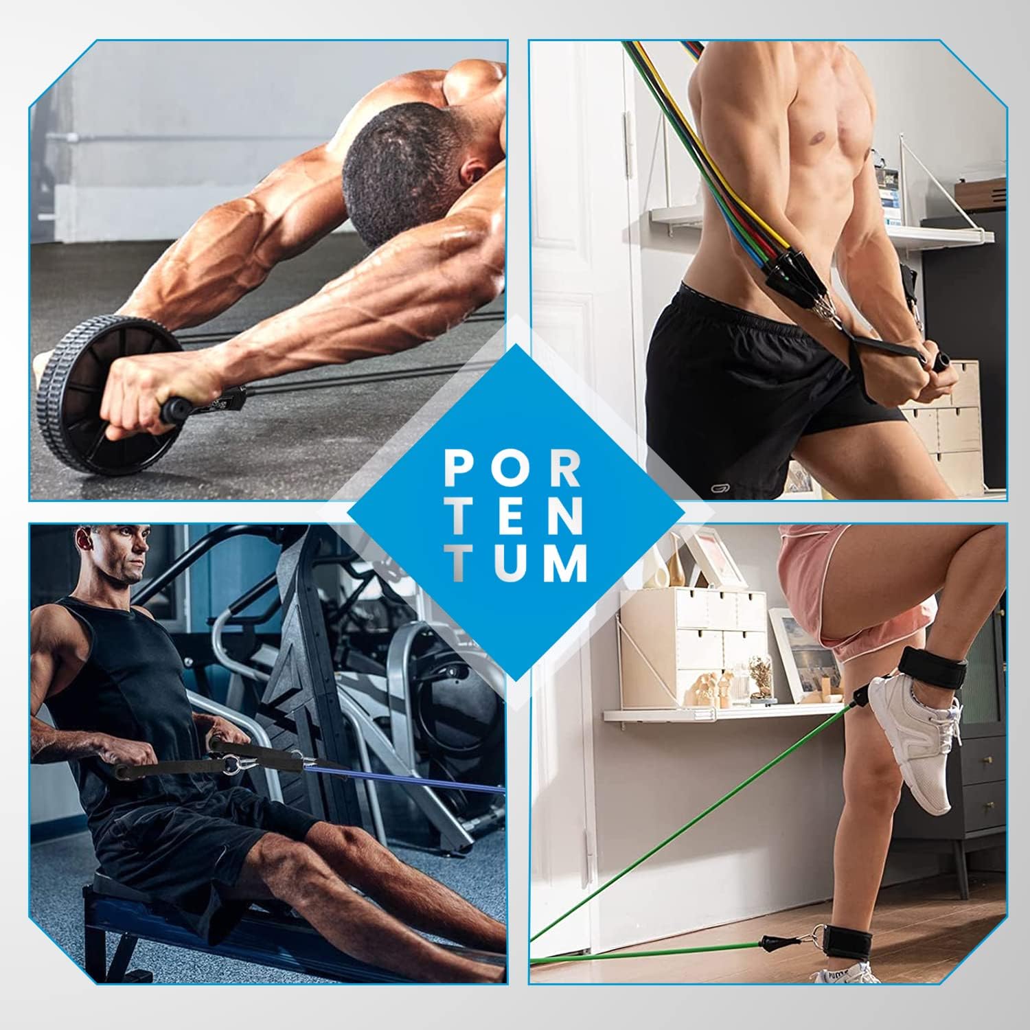 Widerstandsbänder, Widerstandsbänder für Yoga, Calisthenic, Fitnessstudio, Crossfit, TRX, Pilates, Heimgymnastik, elastische Gummibänder mit Knöcheln und Türgriff – Bild 6