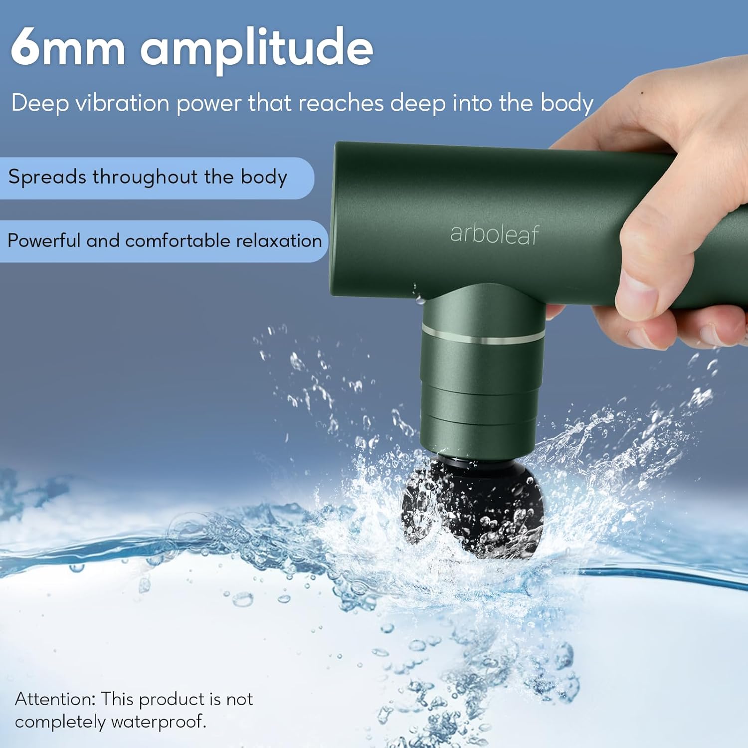 arboleaf Mini-Massagepistole, Massagepistole bis 3200 U/min, handliche Massagepistole 0,47 kg mit druckadaptiver Stufe und 4 Silikon-Massageköpfen, leise Muskelpistole mit Tasche, Muskelpistole USB-C (grün) – Bild 4