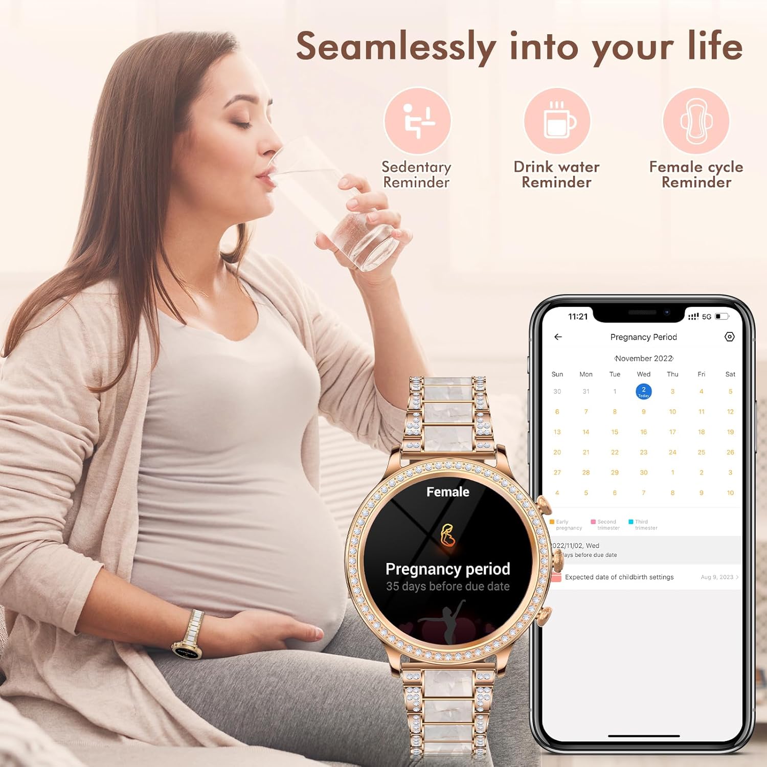 ZKCREATION Damen Smartwatch mit Telefonfunktion – Smartwatch Damenuhr mit Anruffunktion, Fitnessuhr mit Schlaf- und Herzfrequenzmesser, Musiksteuerung, 20 Sportmodi, Schrittzähleruhr Damen für Android iOS – Bild 5