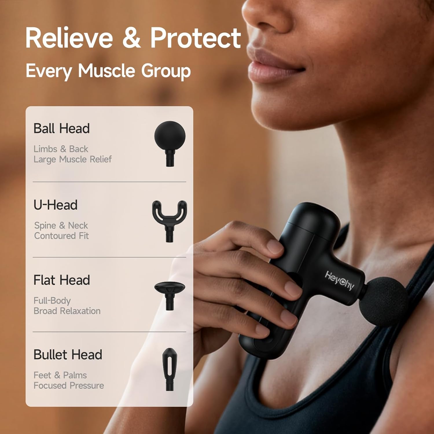 Super Mini Massage Gun Deep Tissue, Handmassagegerät mit 4 Aufsätzen, leise und reisetauglich, ideal zur Linderung von Rücken- und Muskelschmerzen für Zuhause, Fitnessstudio und Büro (Schwarz) – Bild 7