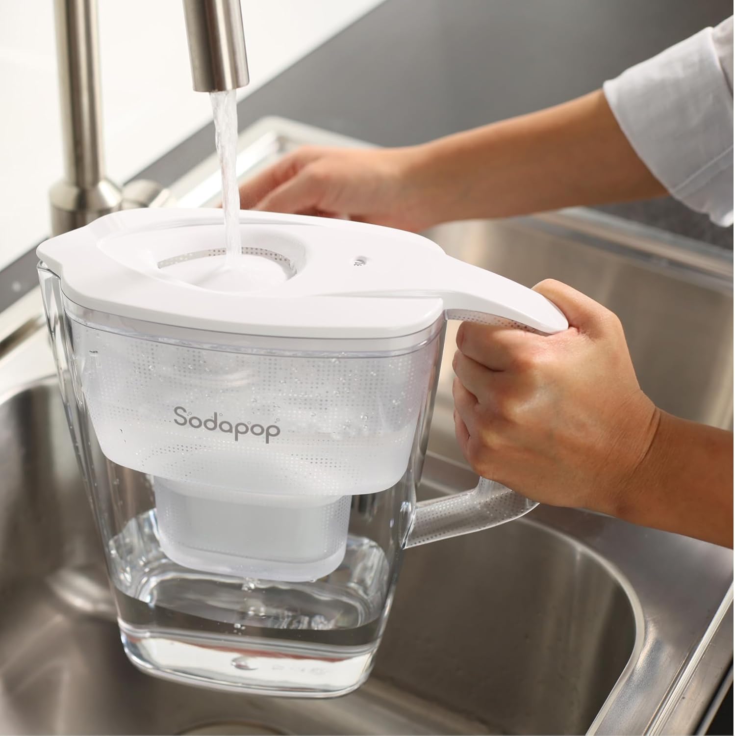 Sodapop Selina Wasserfilterkanne mit 1x Filterkartusche, 3 l Fassungsvermögen, spülmaschinenfest, weiß – Bild 4