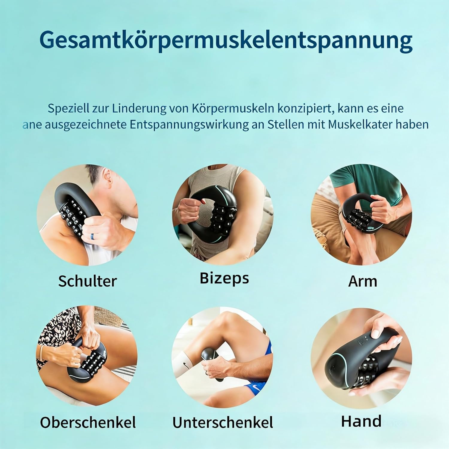Elektrisches Hand-Rollmassagegerät mit Tiefengewebsrollen, 3 Intensitätsstufen, 24 Massagetasten – für sanfte Wärmeanwendung bis hin zu intensiver Tiefenmassage. – Bild 2